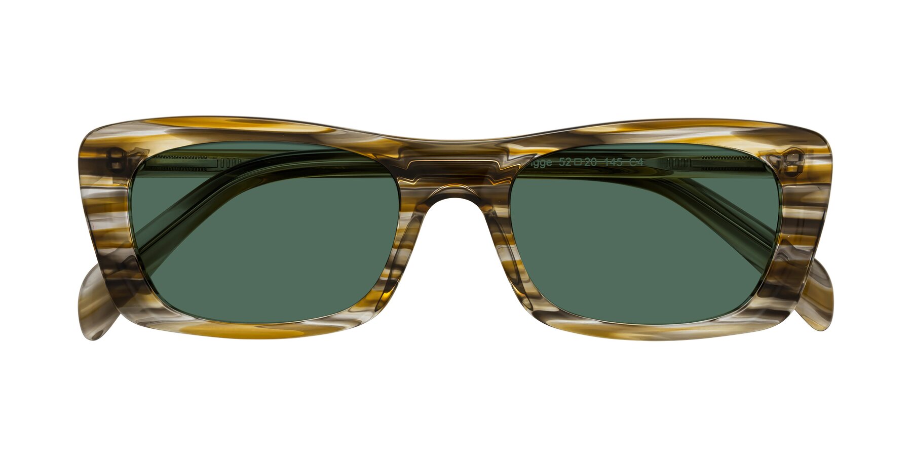 Folded Front of Figge in Striped Brown with Green Polarized Lenses