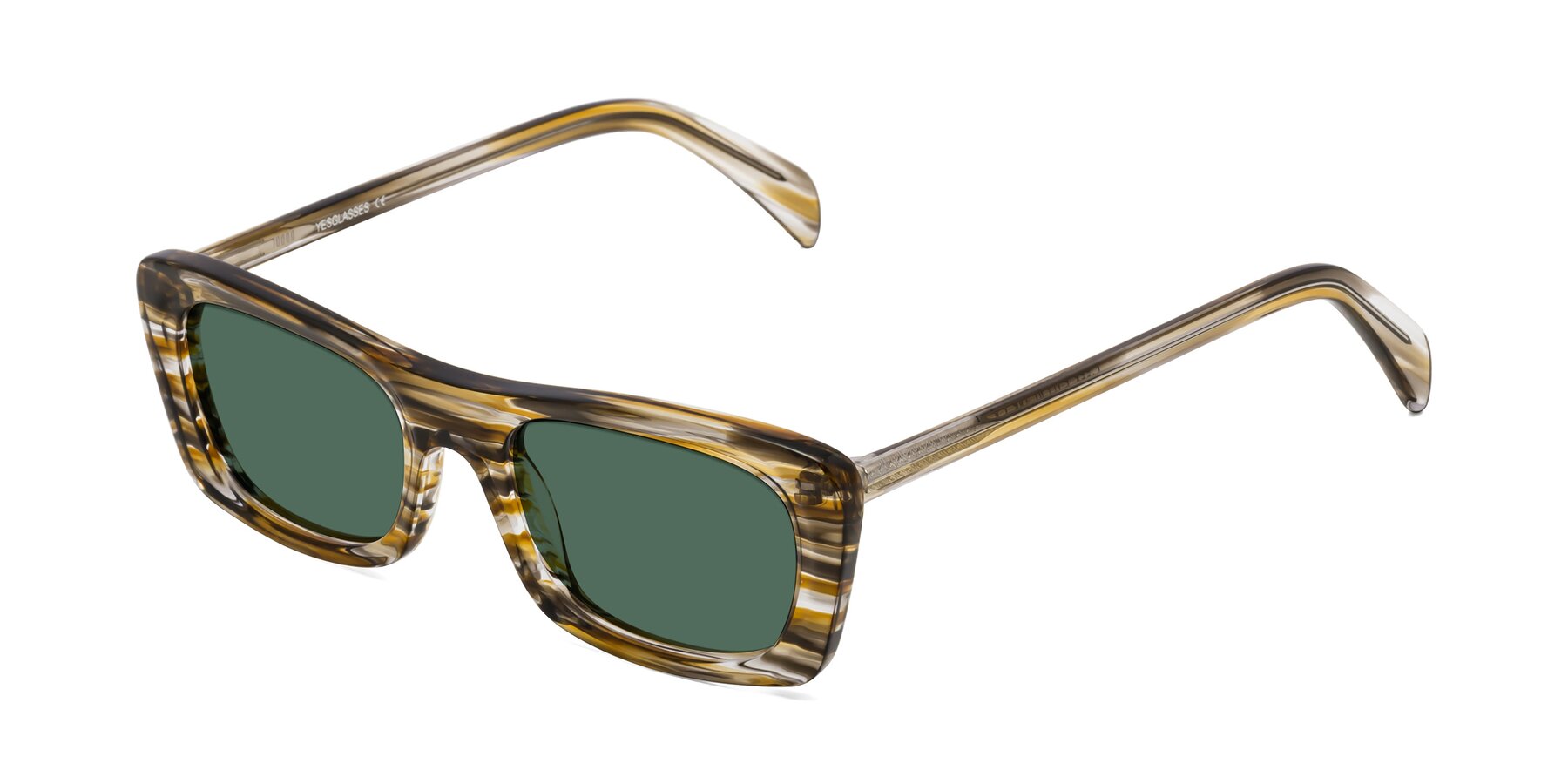 Angle of Figge in Striped Brown with Green Polarized Lenses