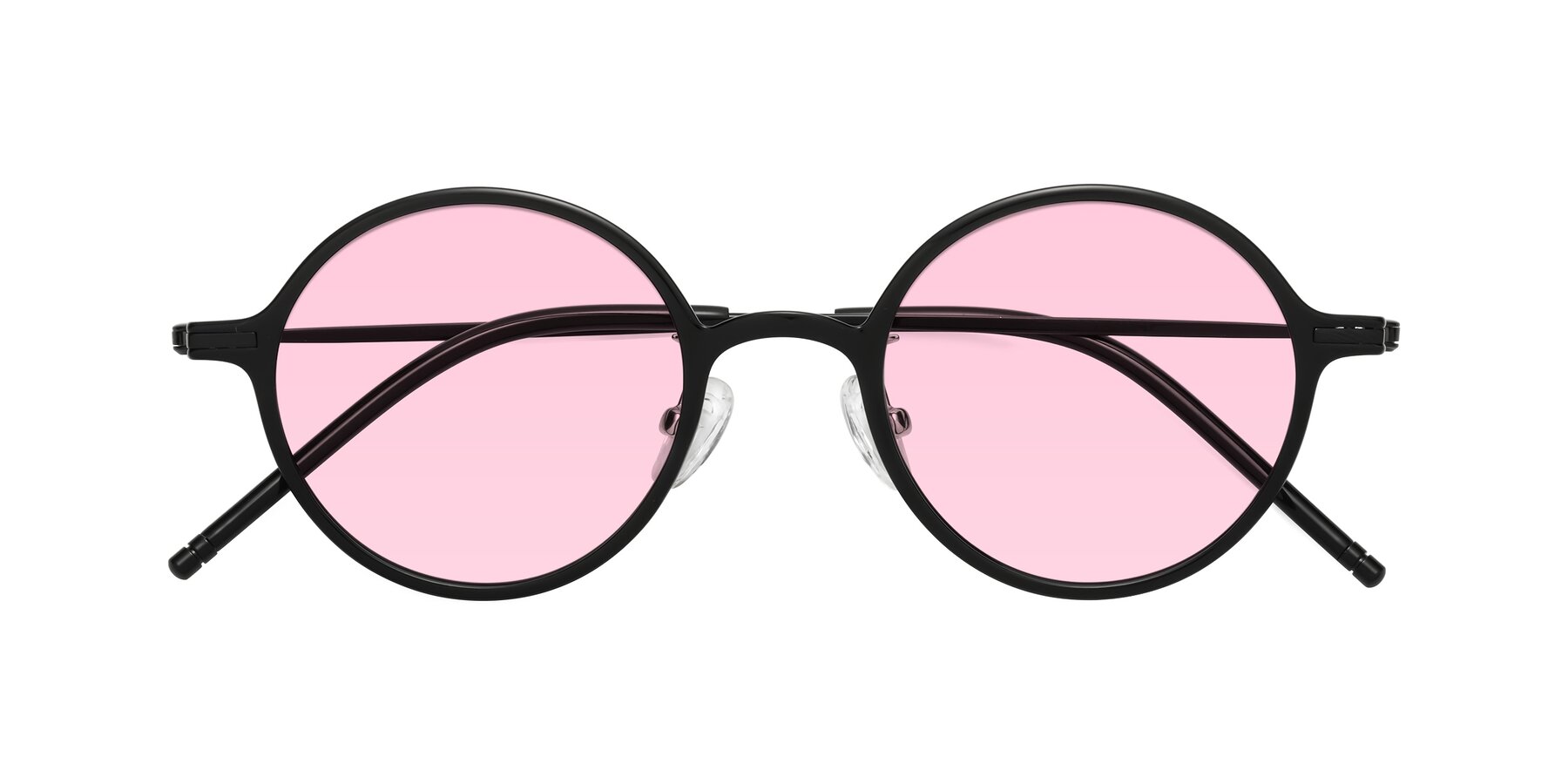 Folded Front of Cicero in Black with Light Pink Tinted Lenses