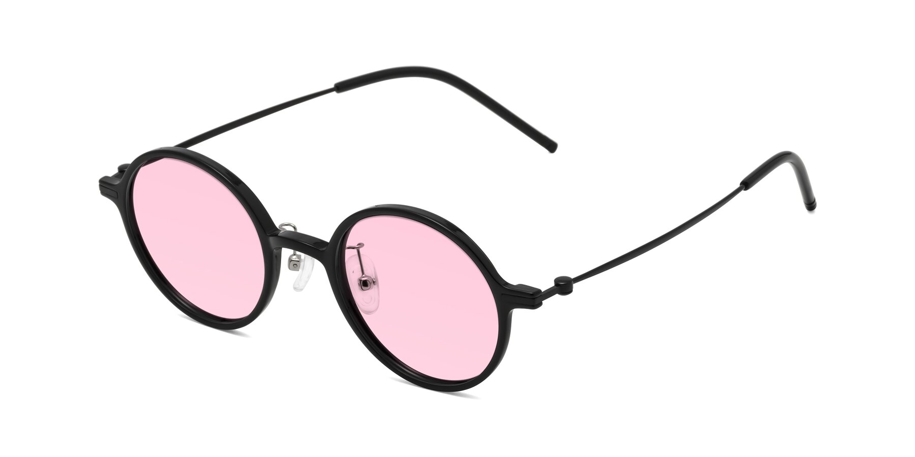 Angle of Cicero in Black with Light Pink Tinted Lenses