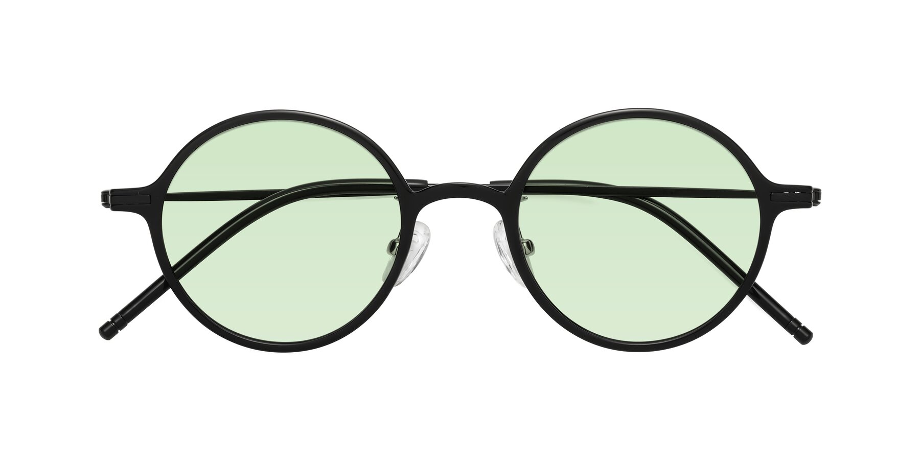 Folded Front of Cicero in Black with Light Green Tinted Lenses