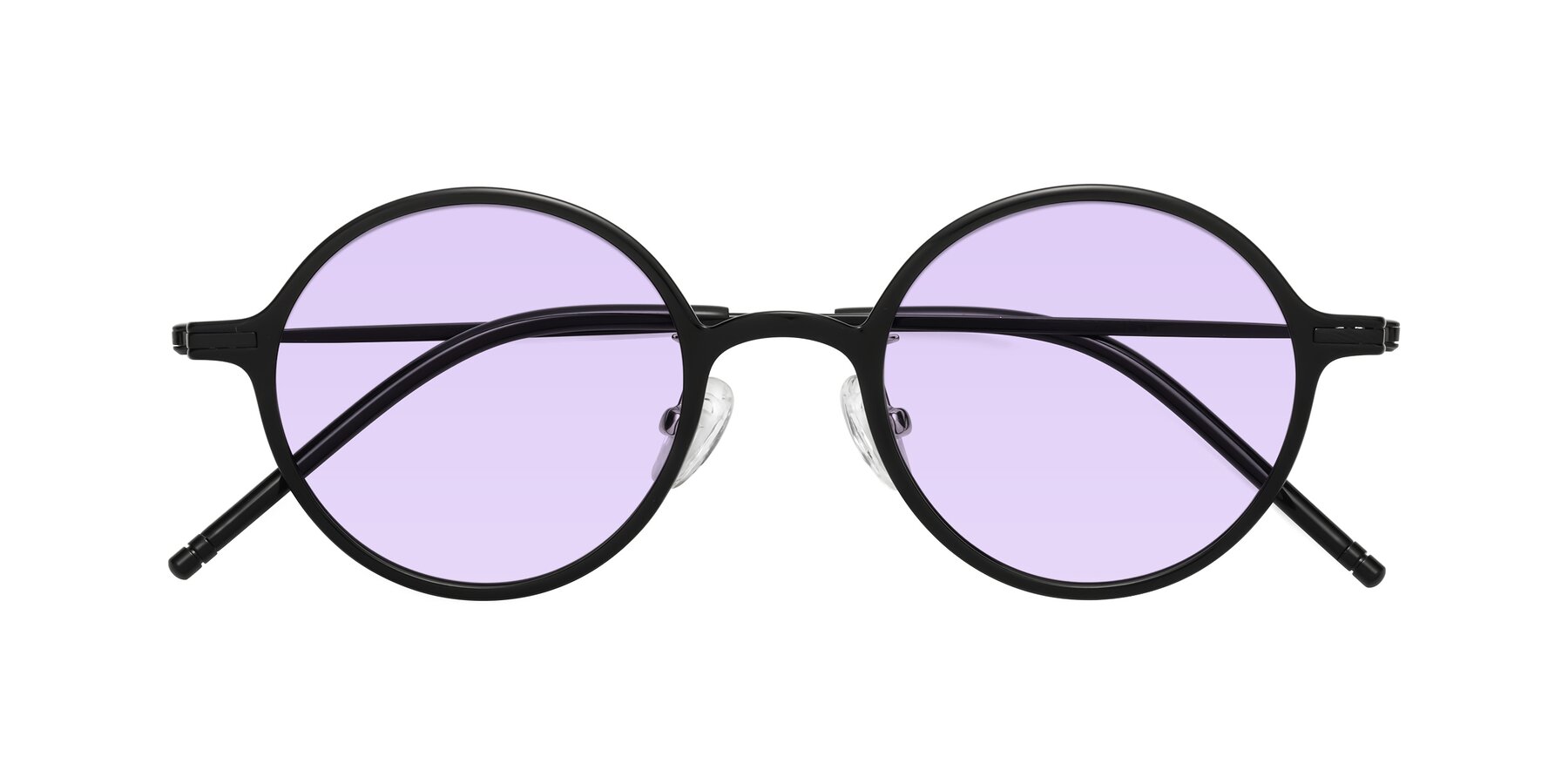 Folded Front of Cicero in Black with Light Purple Tinted Lenses