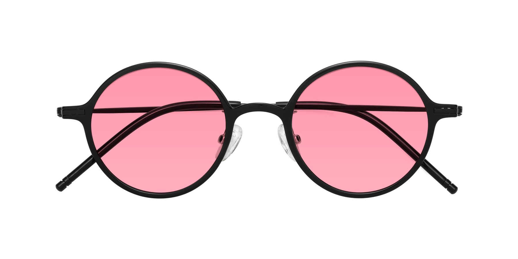 Folded Front of Cicero in Black with Pink Tinted Lenses