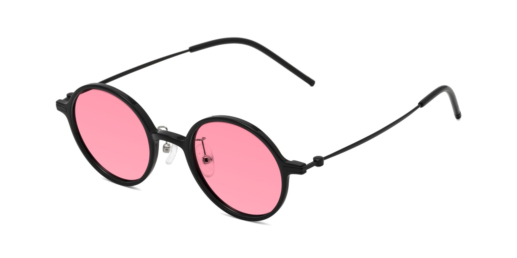 Angle of Cicero in Black with Pink Tinted Lenses