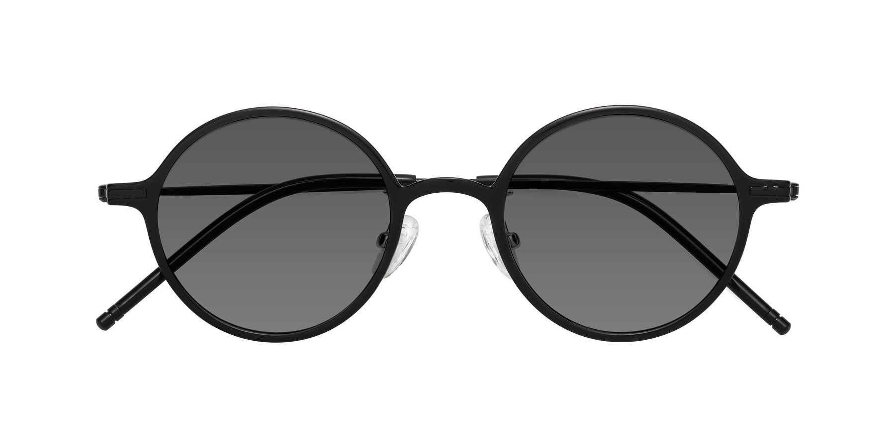 Folded Front of Cicero in Black with Medium Gray Tinted Lenses