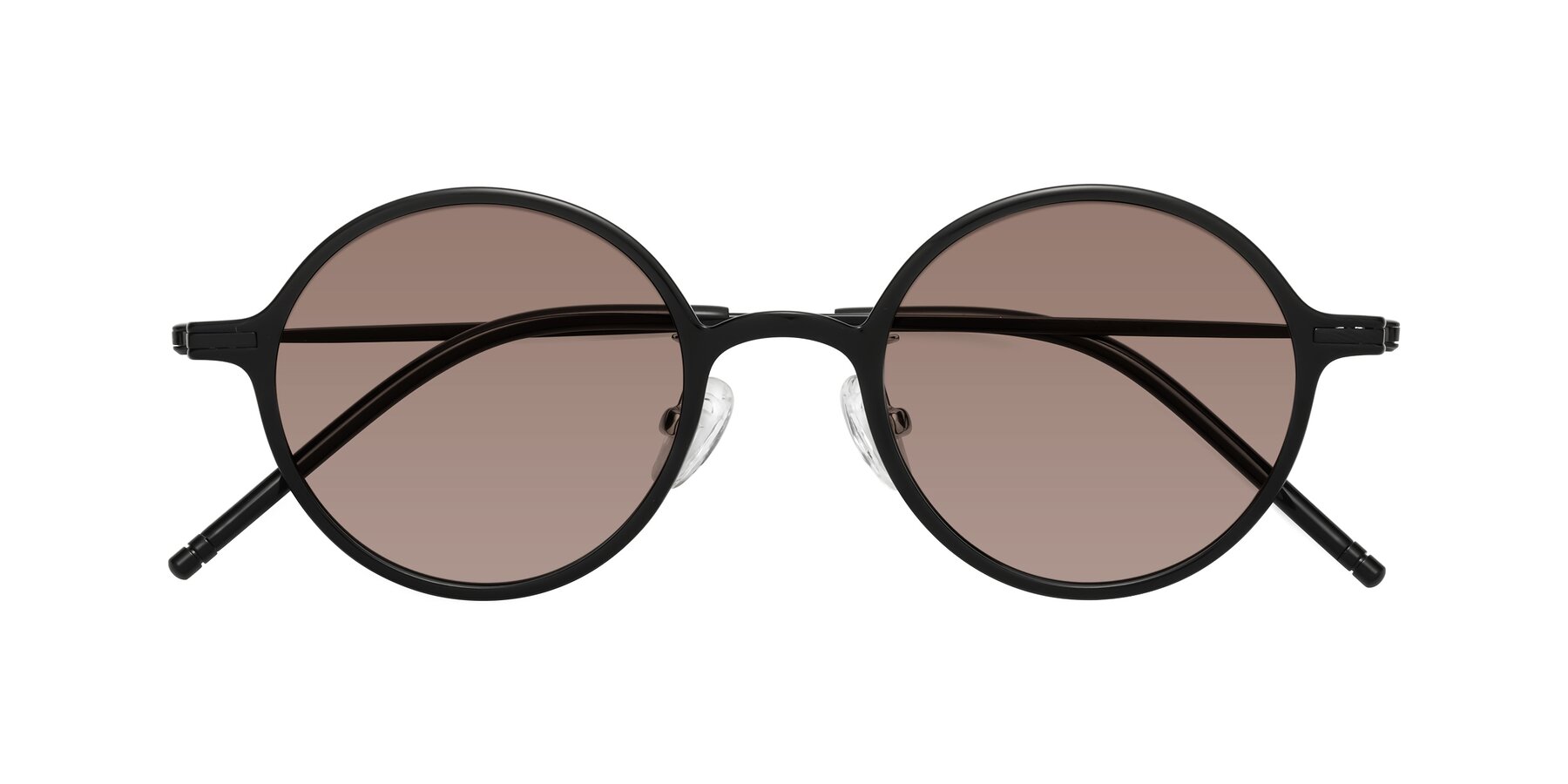 Folded Front of Cicero in Black with Medium Brown Tinted Lenses