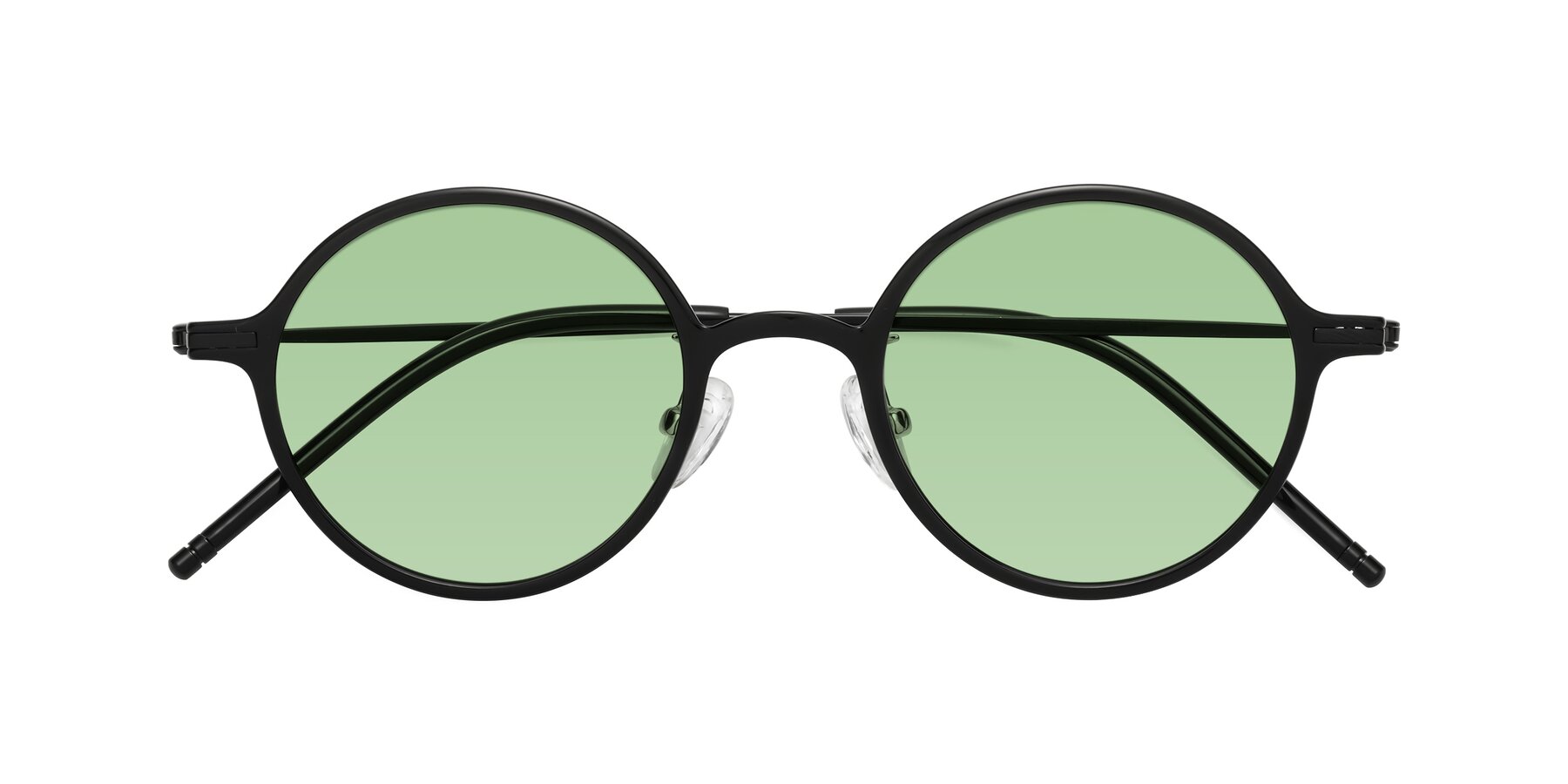 Folded Front of Cicero in Black with Medium Green Tinted Lenses