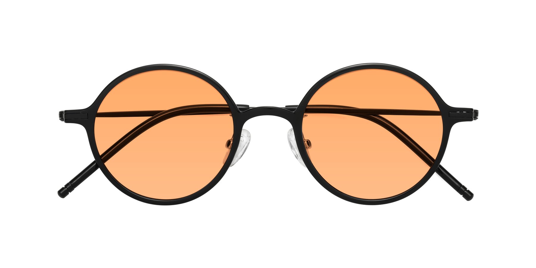 Folded Front of Cicero in Black with Medium Orange Tinted Lenses