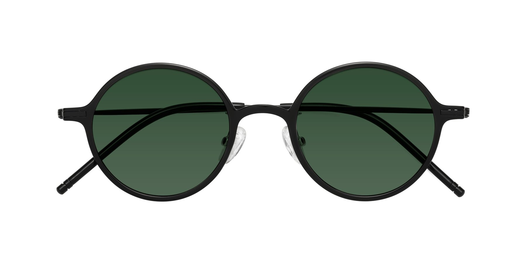 Folded Front of Cicero in Black with Green Tinted Lenses