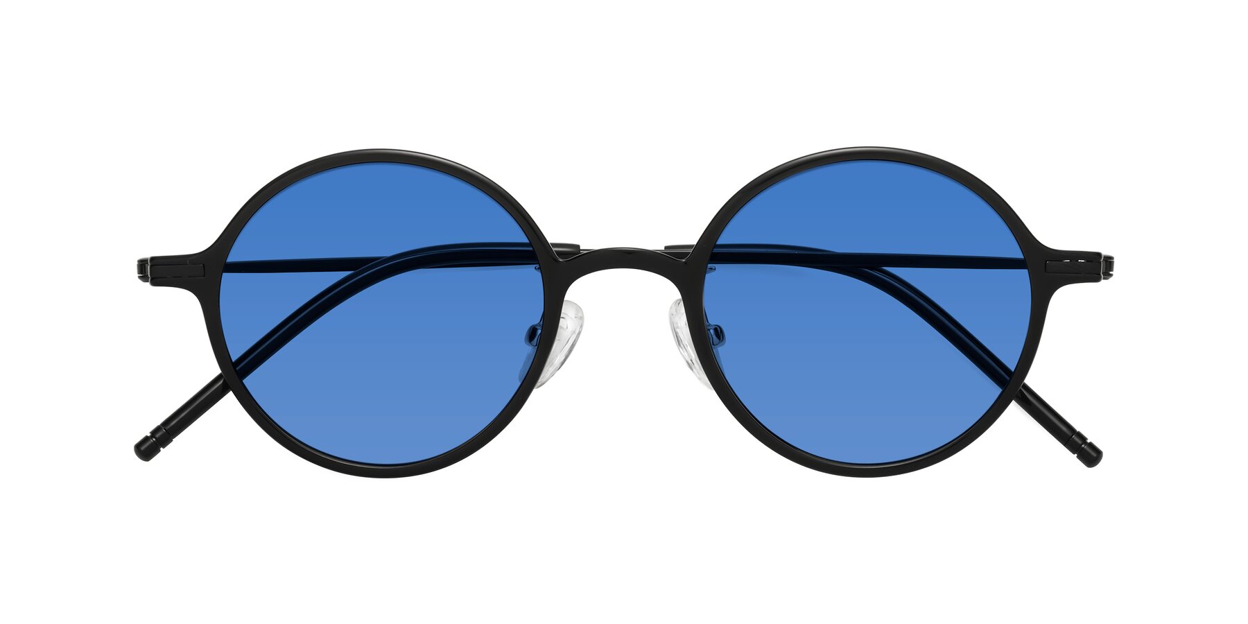 Folded Front of Cicero in Black with Blue Tinted Lenses