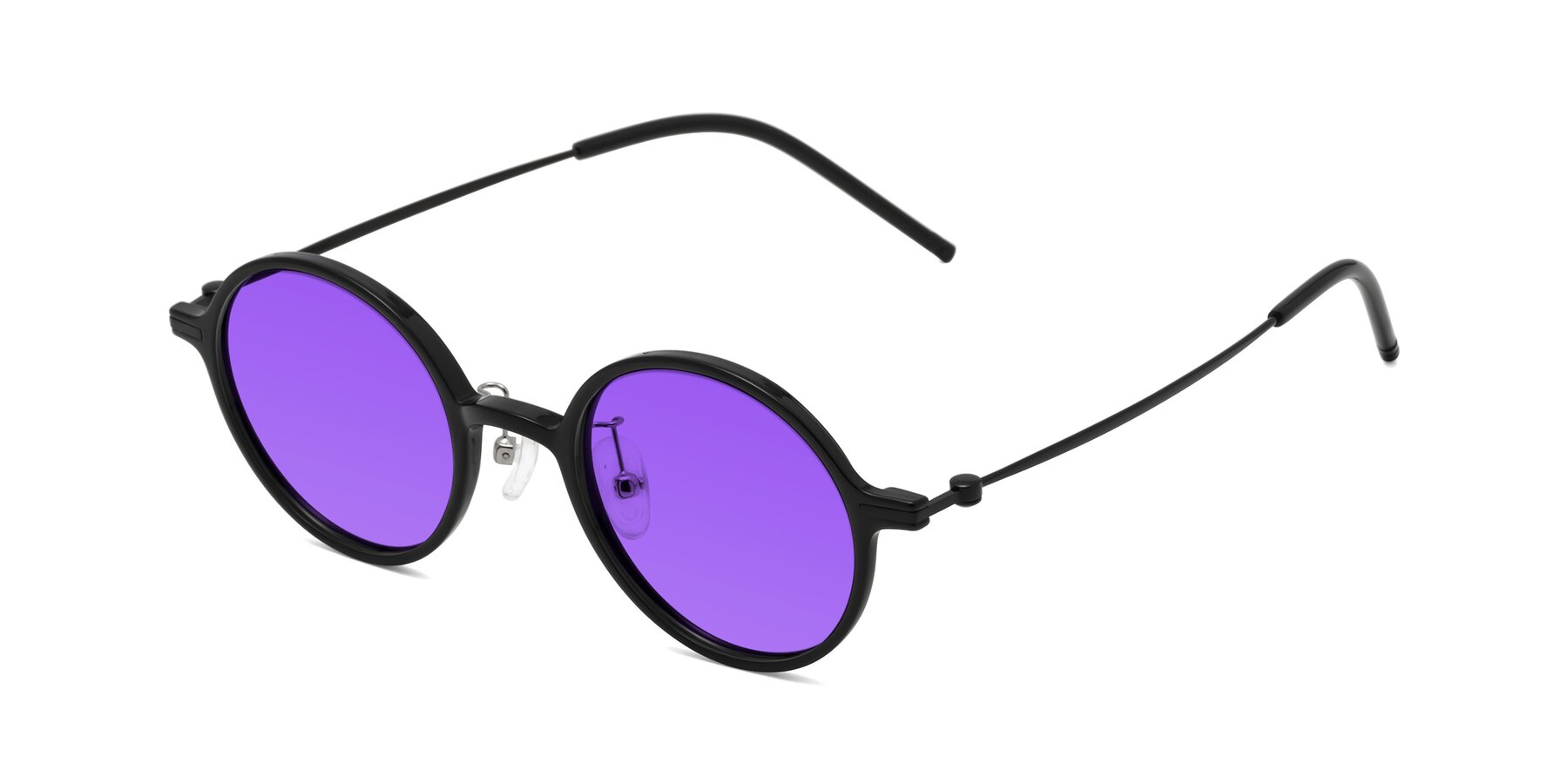 Angle of Cicero in Black with Purple Tinted Lenses
