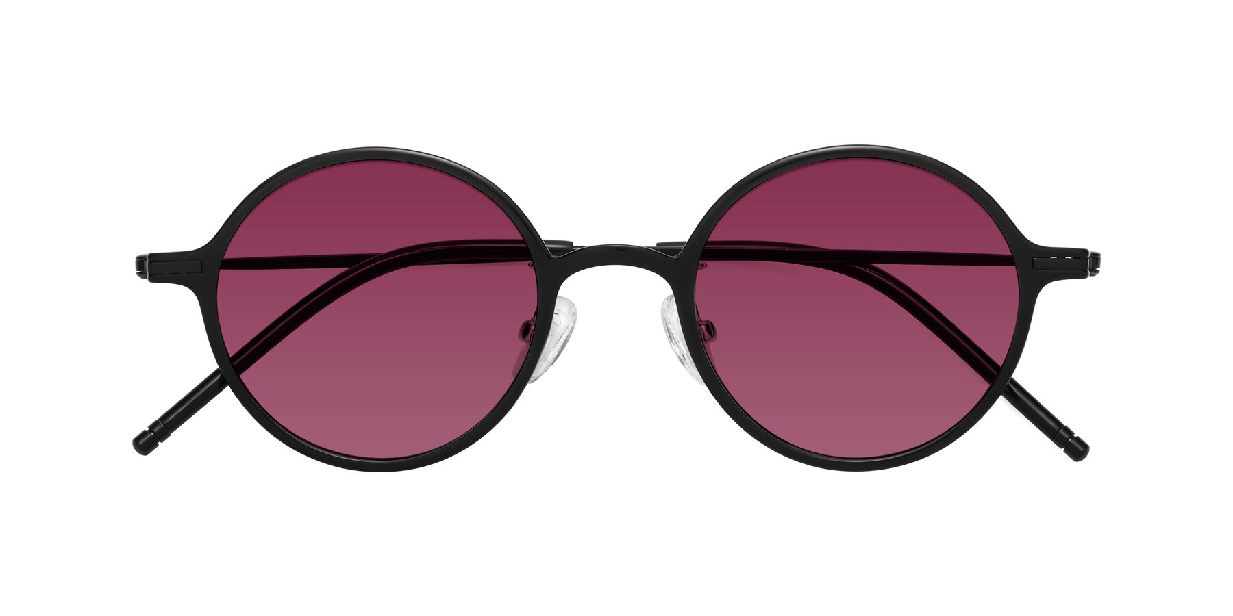 Folded Front of Cicero in Black with Wine Tinted Lenses