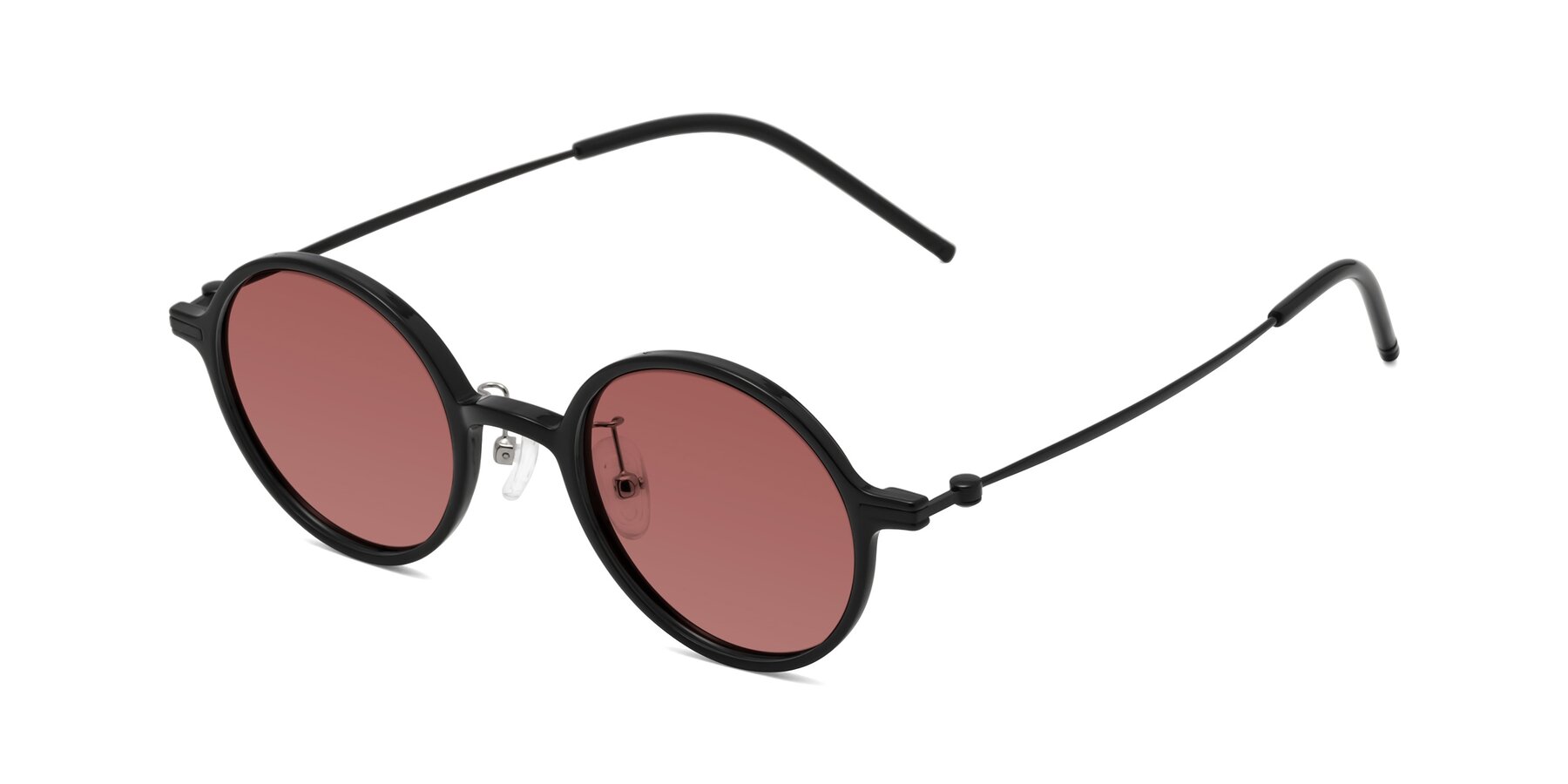 Angle of Cicero in Black with Garnet Tinted Lenses