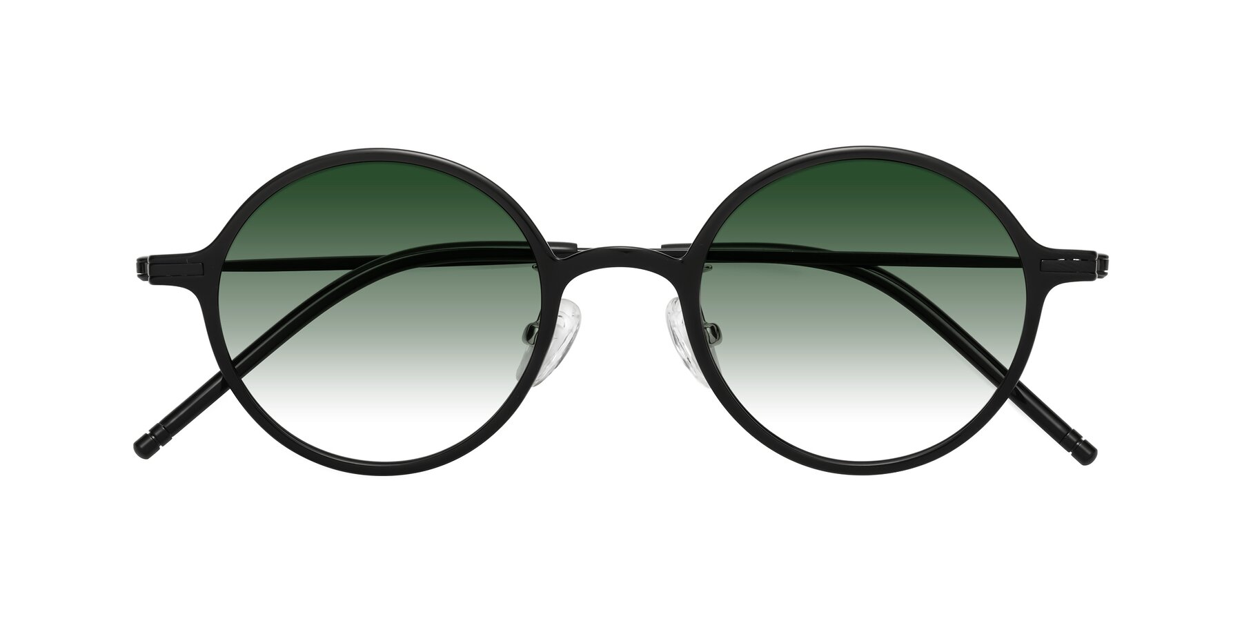 Folded Front of Cicero in Black with Green Gradient Lenses