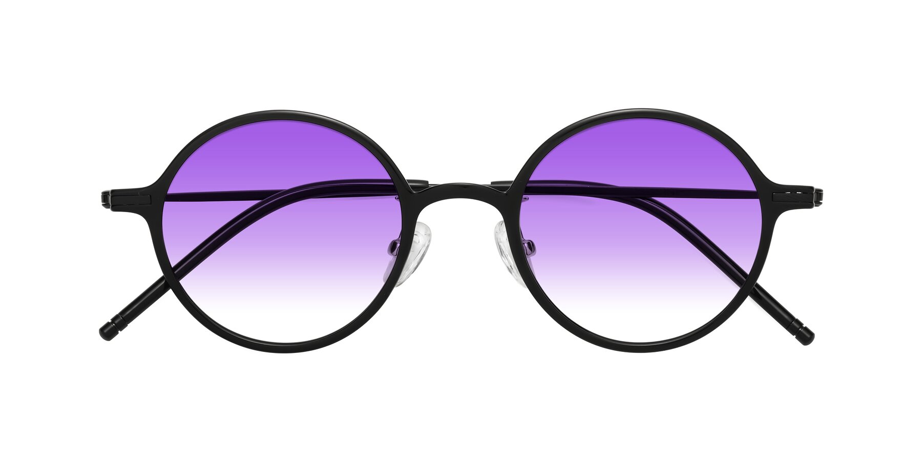Folded Front of Cicero in Black with Purple Gradient Lenses