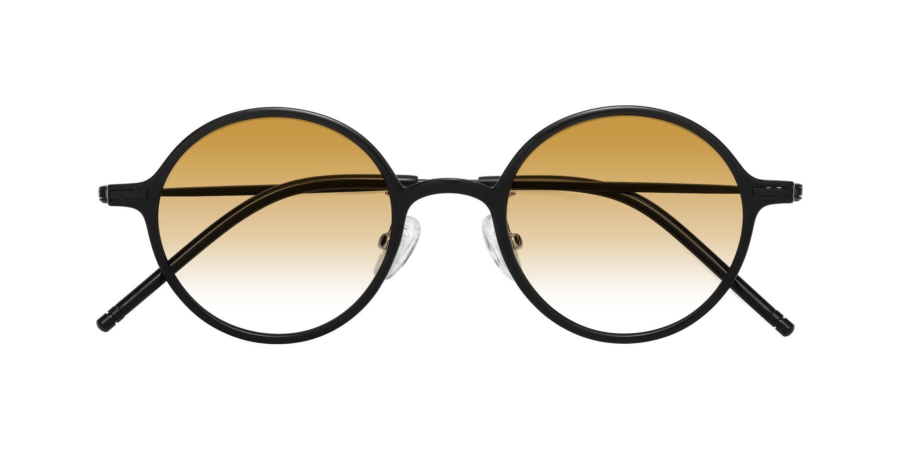 Folded Front of Cicero in Black with Champagne Gradient Lenses