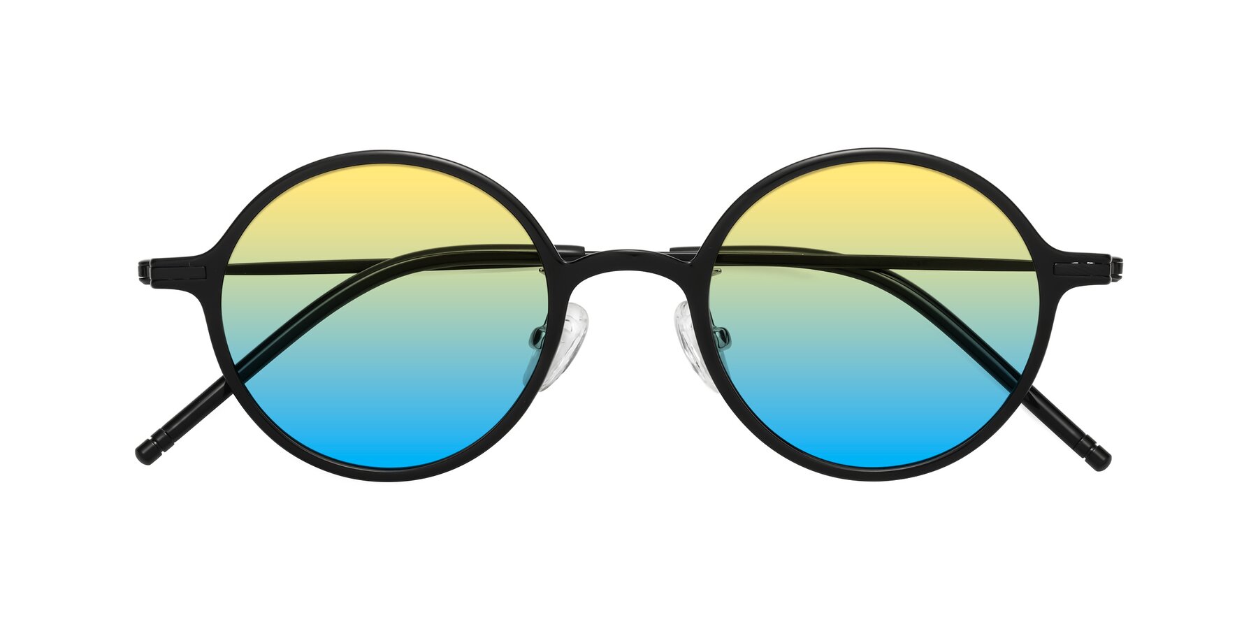 Folded Front of Cicero in Black with Yellow / Blue Gradient Lenses