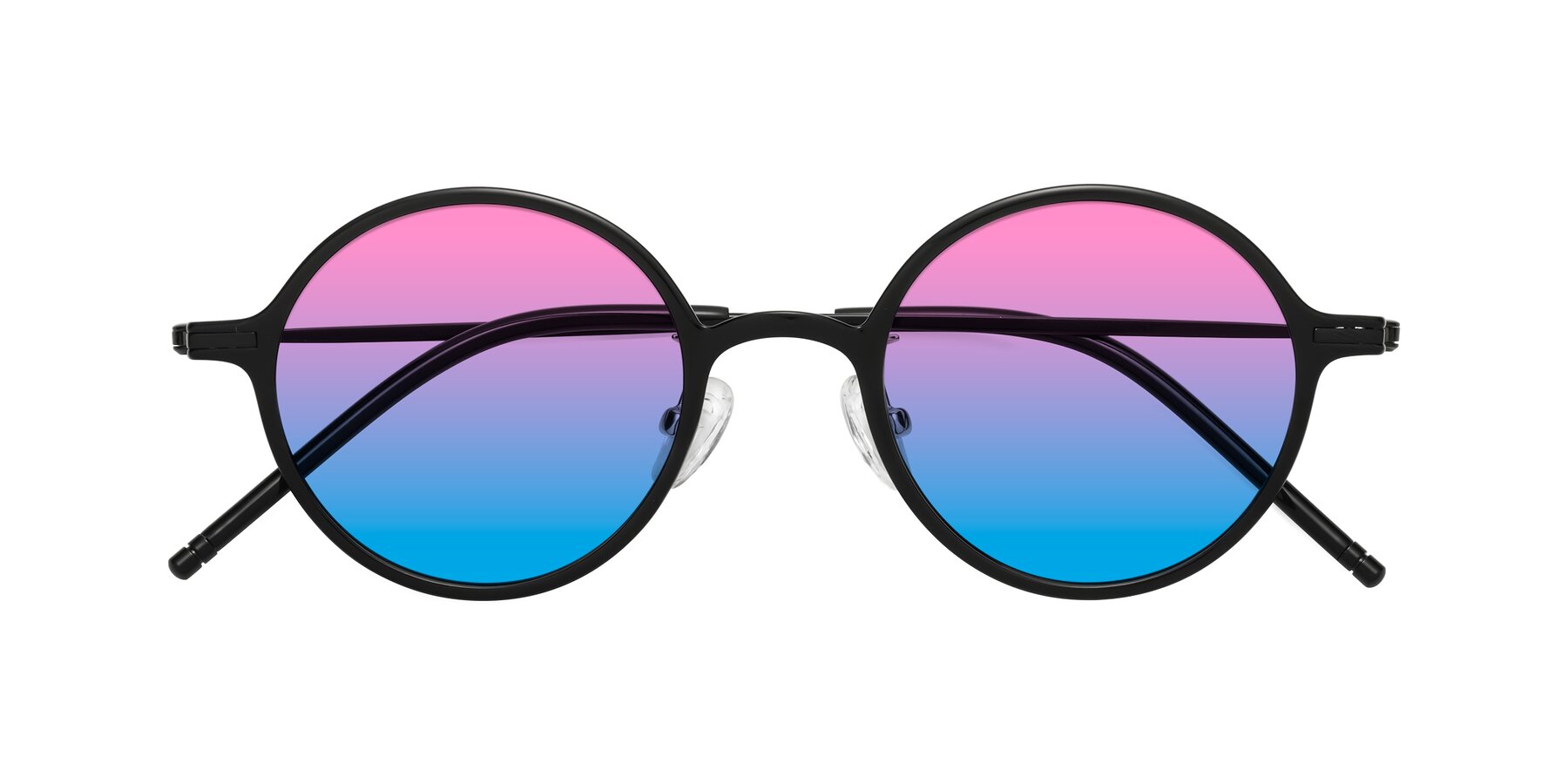 Folded Front of Cicero in Black with Pink / Blue Gradient Lenses