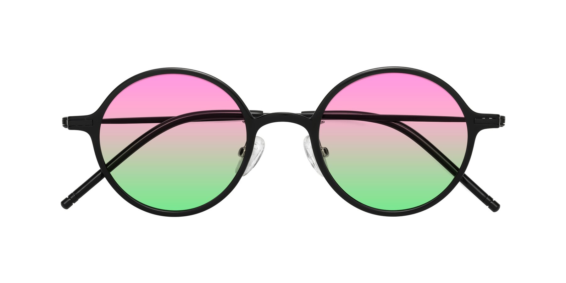 Folded Front of Cicero in Black with Pink / Green Gradient Lenses