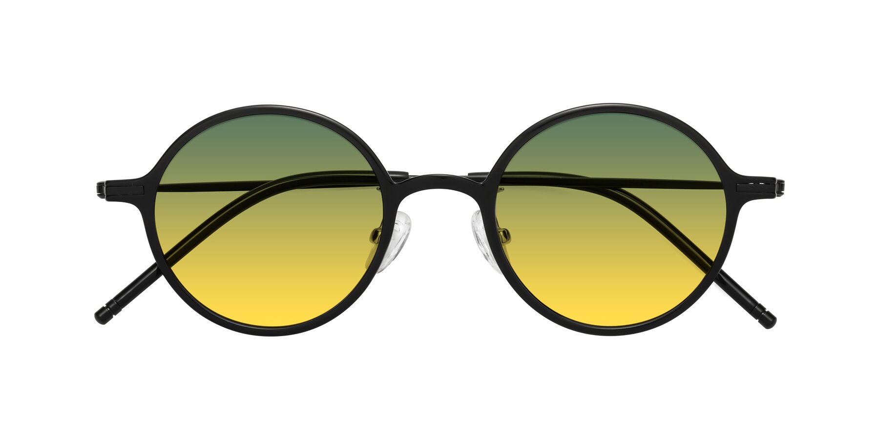 Folded Front of Cicero in Black with Green / Yellow Gradient Lenses