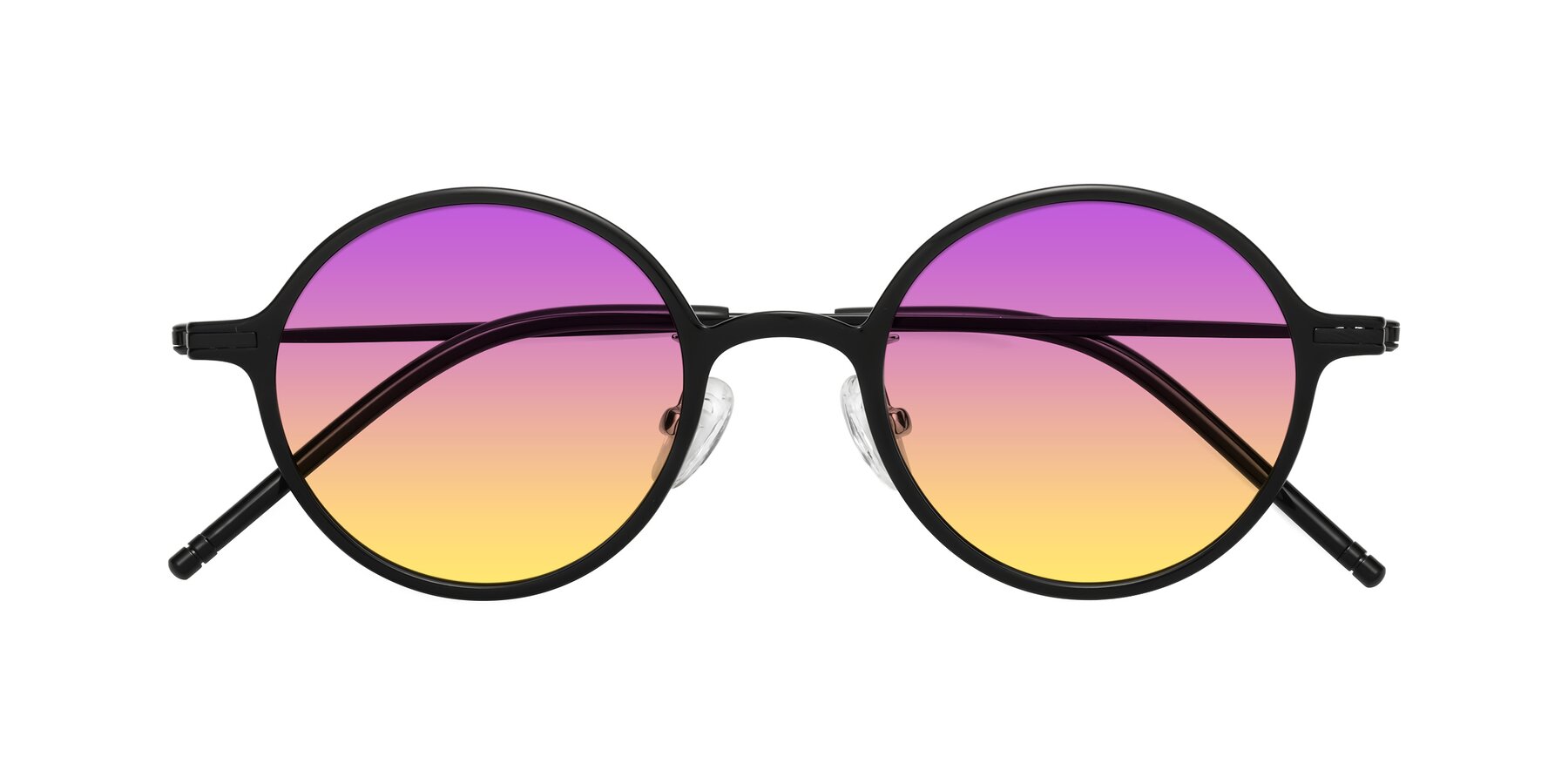 Folded Front of Cicero in Black with Purple / Yellow Gradient Lenses