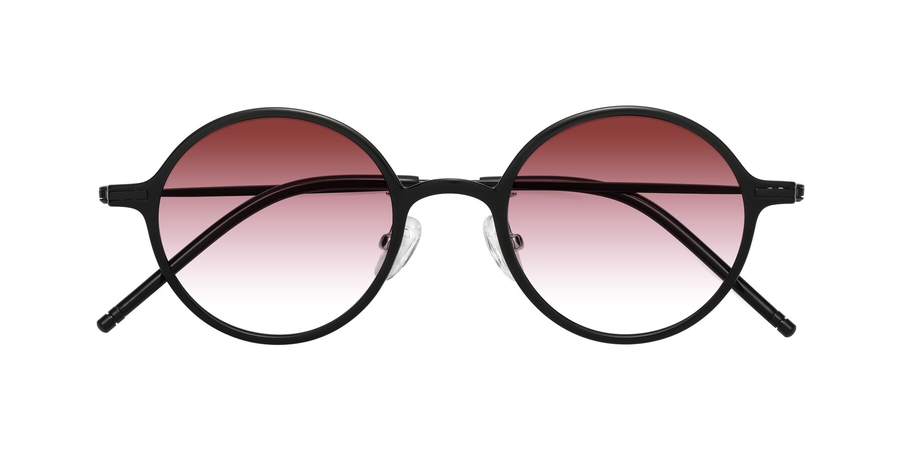 Folded Front of Cicero in Black with Garnet Gradient Lenses