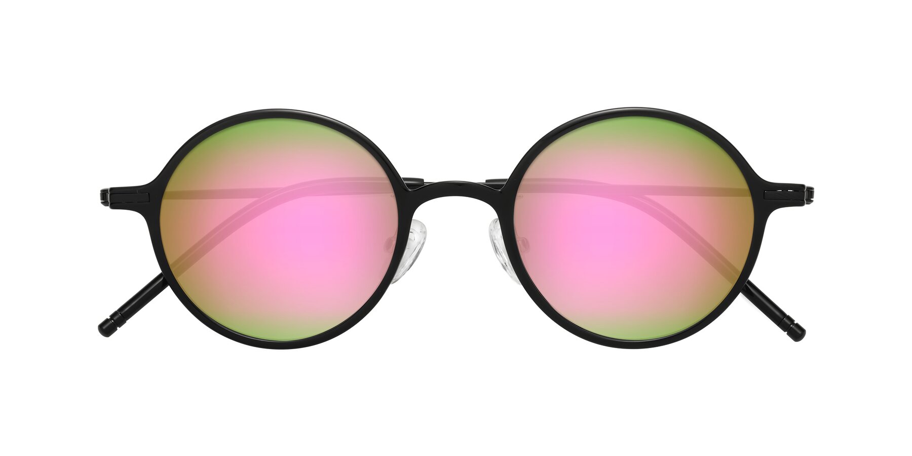 Folded Front of Cicero in Black with Pink Mirrored Lenses