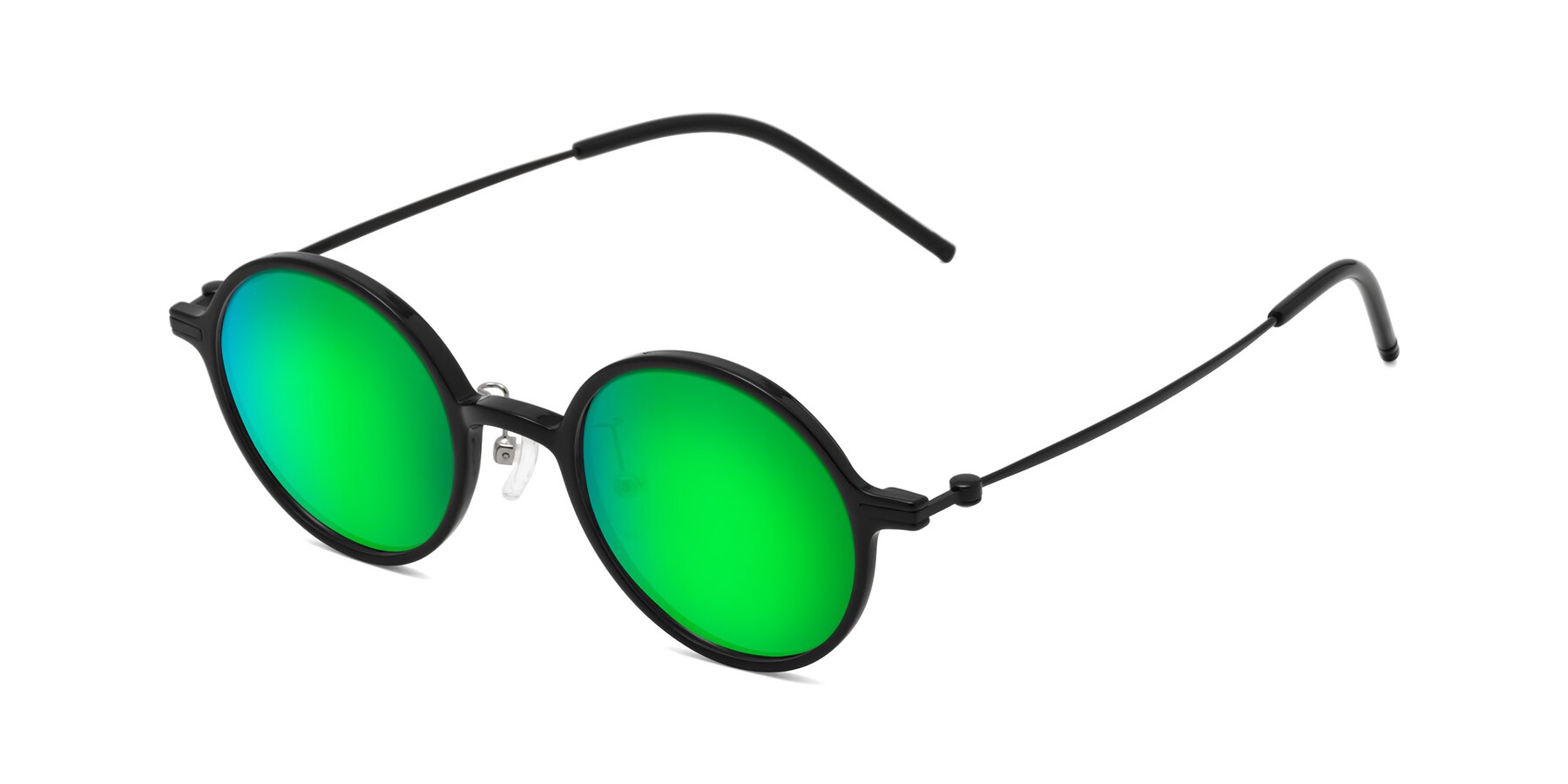 Angle of Cicero in Black with Green Mirrored Lenses