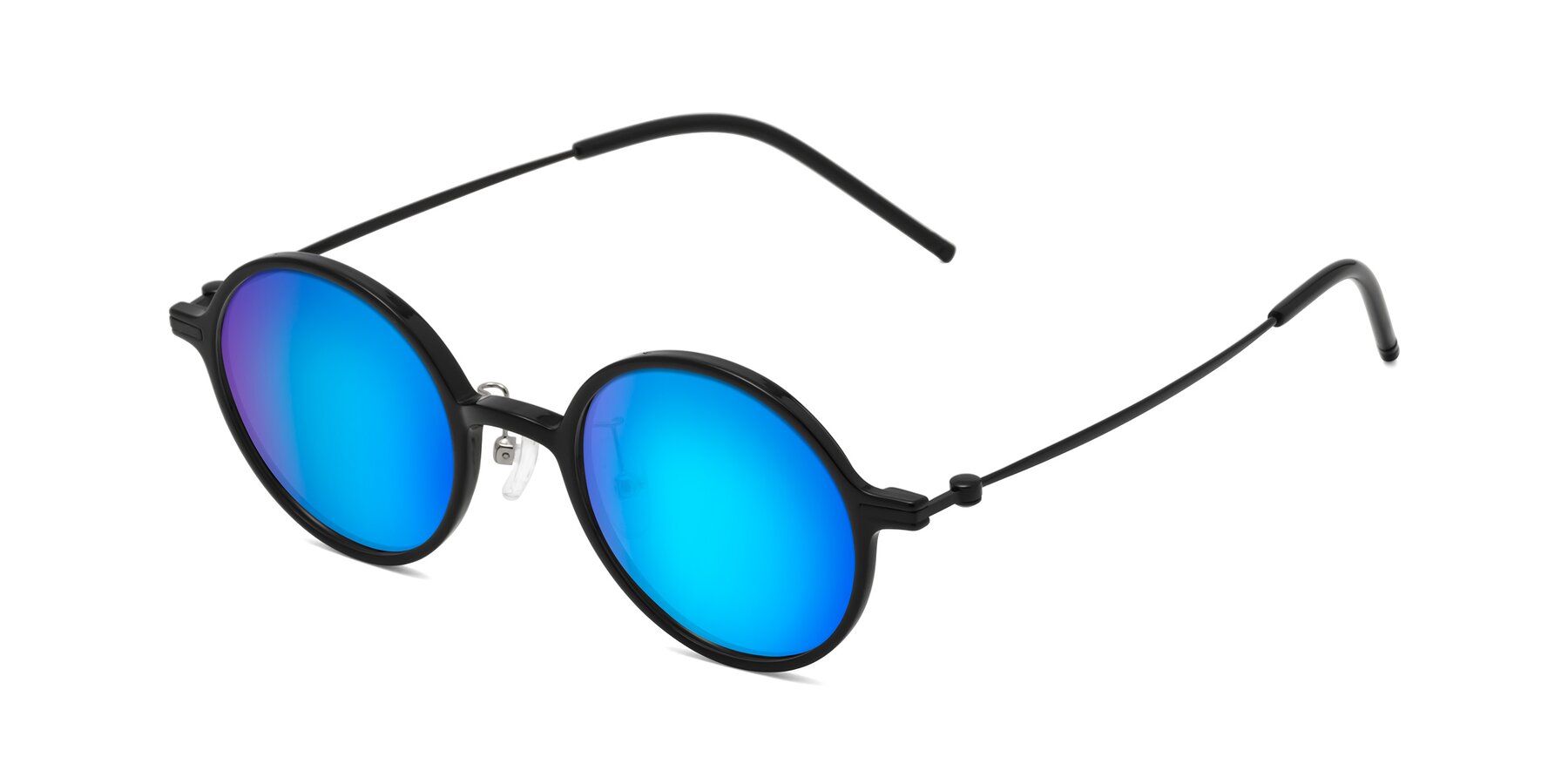 Angle of Cicero in Black with Blue Mirrored Lenses