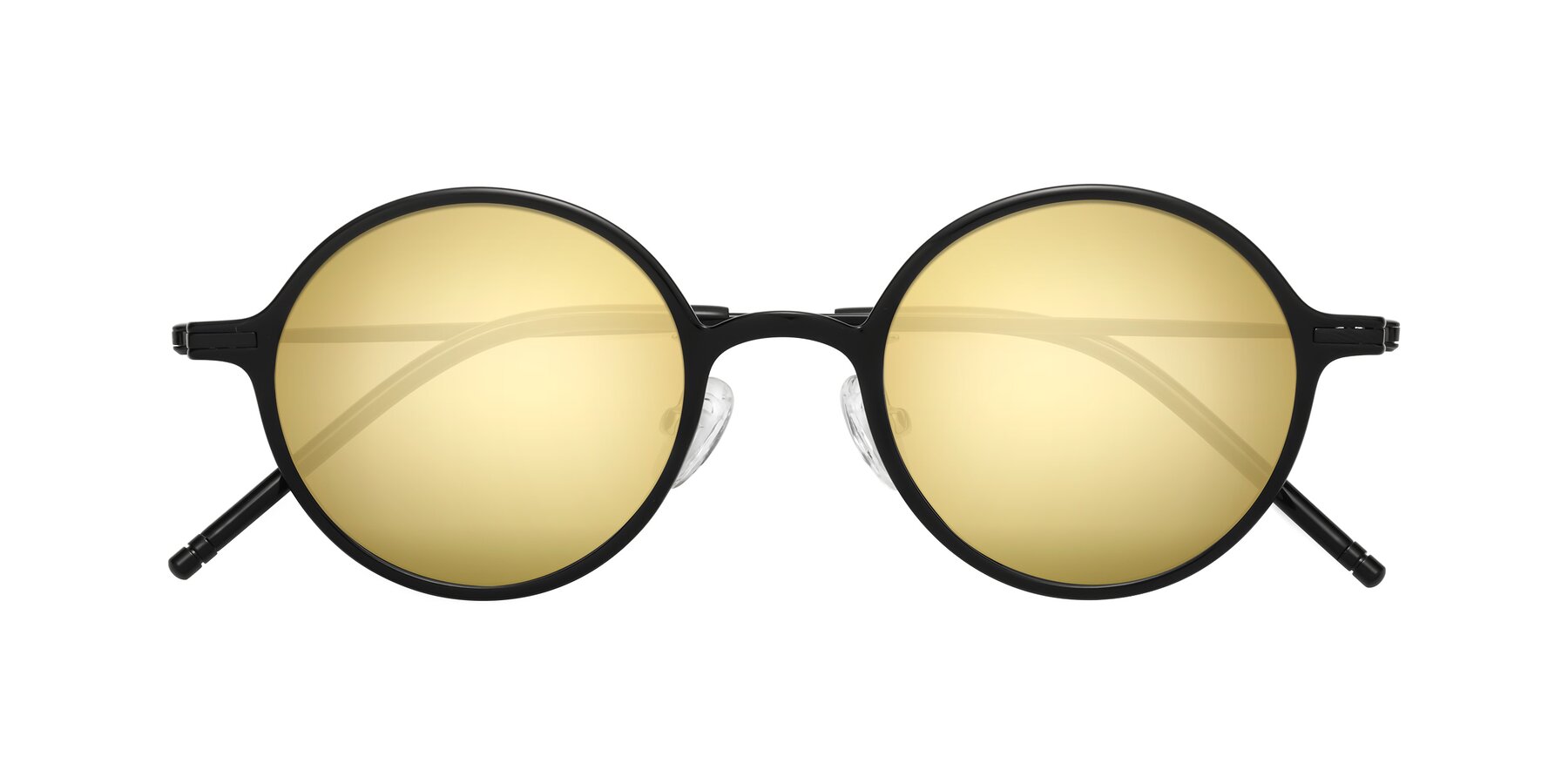 Folded Front of Cicero in Black with Gold Mirrored Lenses