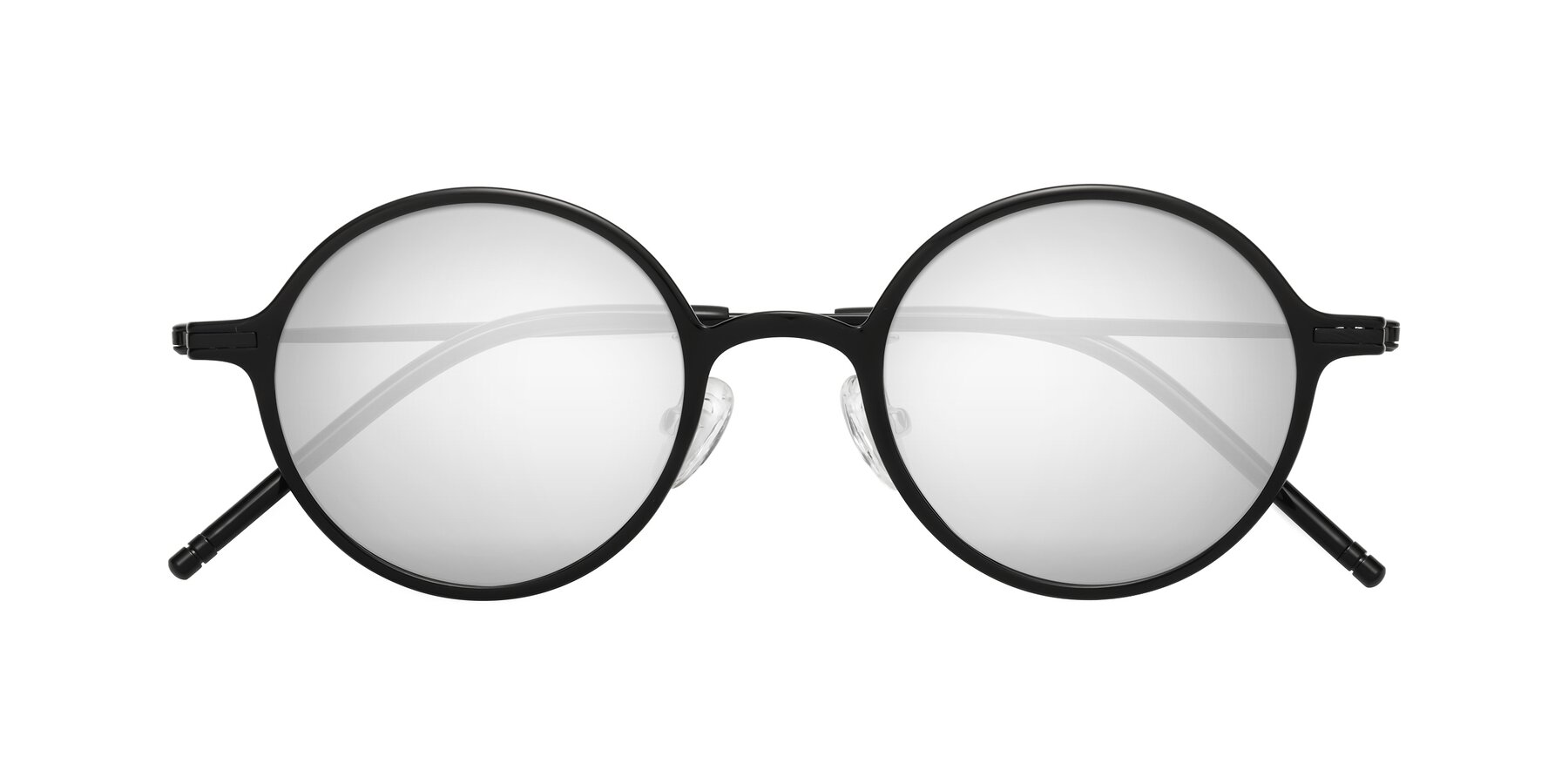 Folded Front of Cicero in Black with Silver Mirrored Lenses