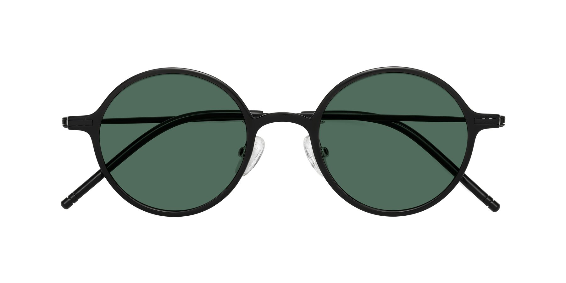 Folded Front of Cicero in Black with Green Polarized Lenses