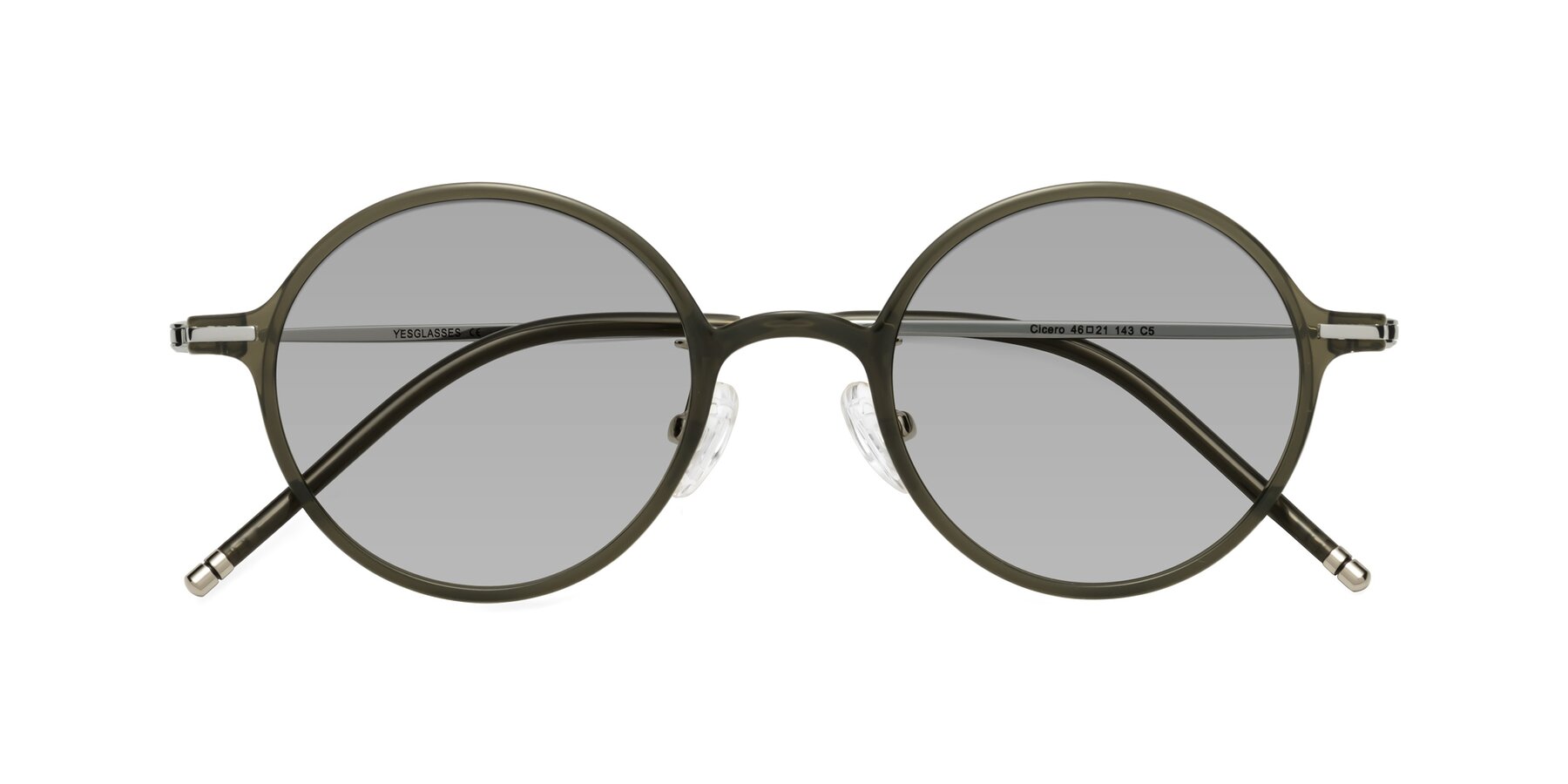 Folded Front of Cicero in Seaweed with Light Gray Tinted Lenses