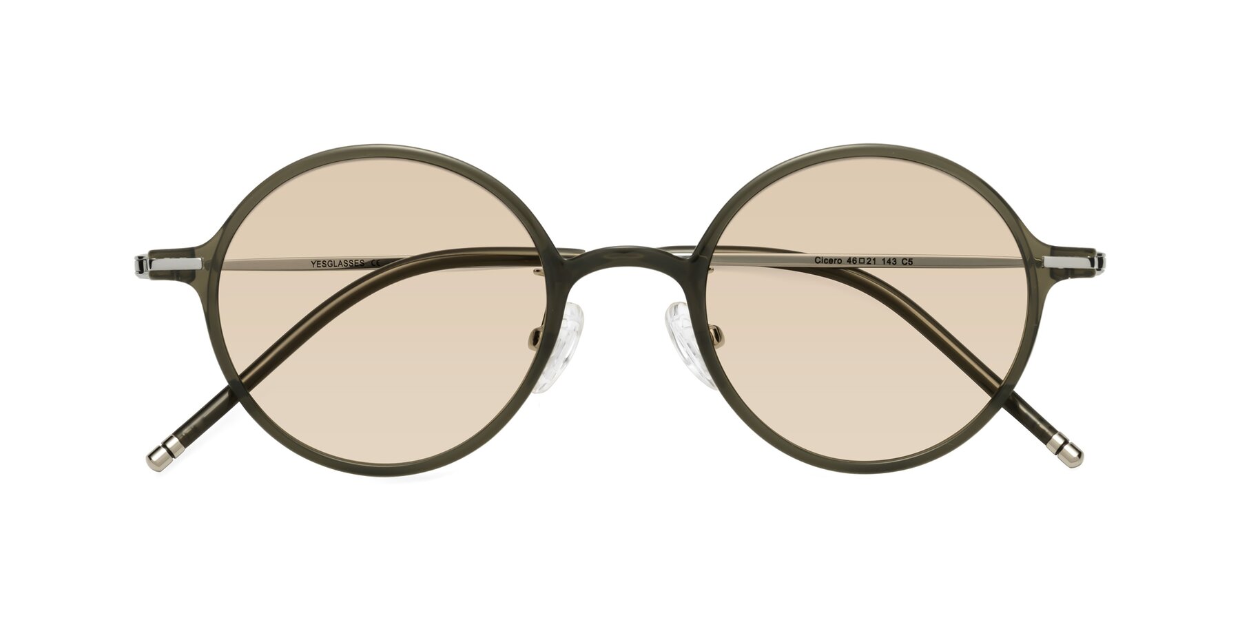 Folded Front of Cicero in Seaweed with Light Brown Tinted Lenses