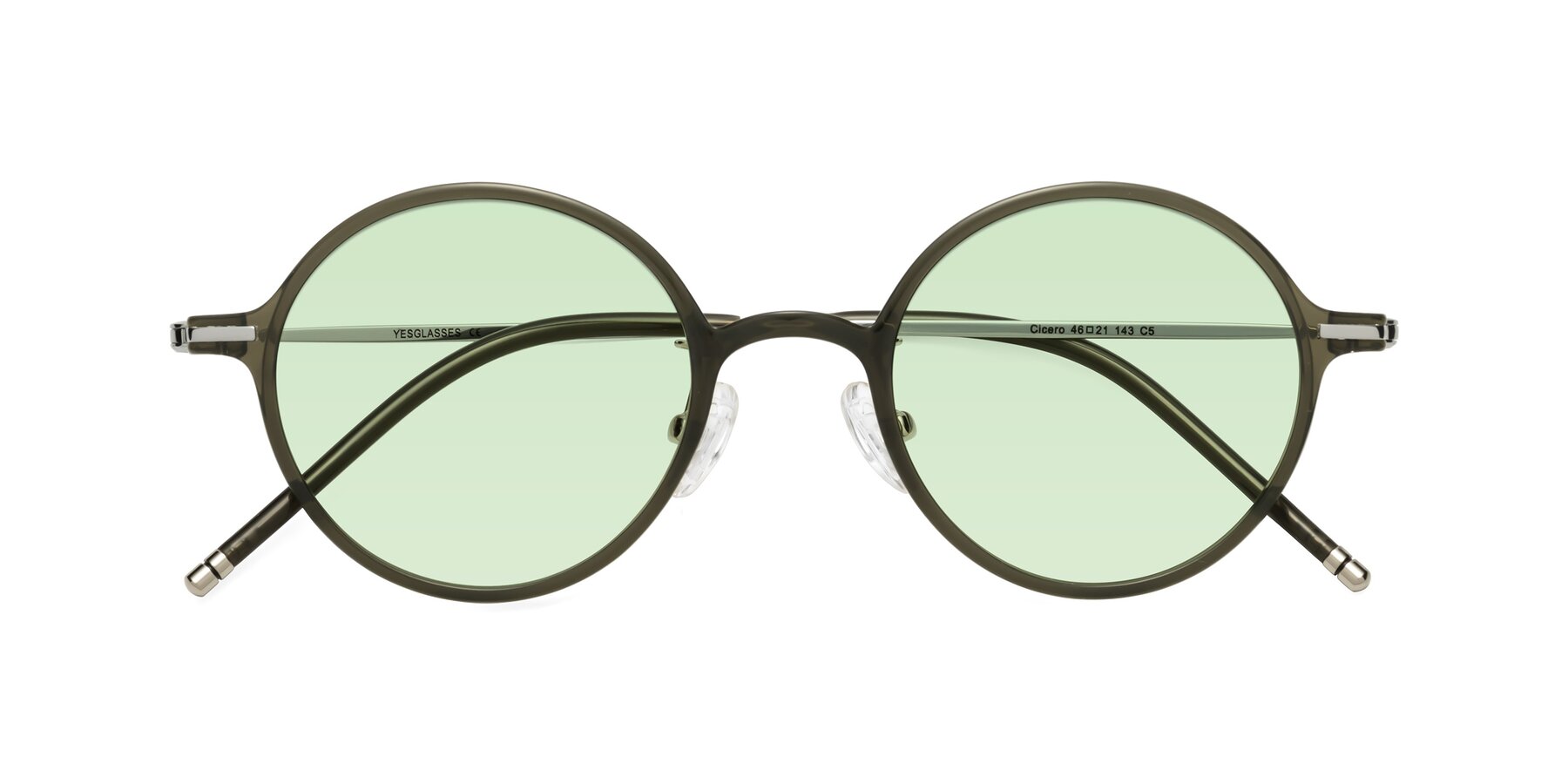Folded Front of Cicero in Seaweed with Light Green Tinted Lenses