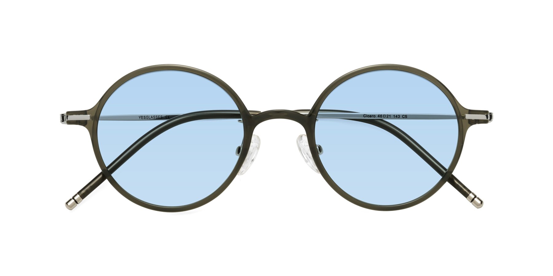 Folded Front of Cicero in Seaweed with Light Blue Tinted Lenses