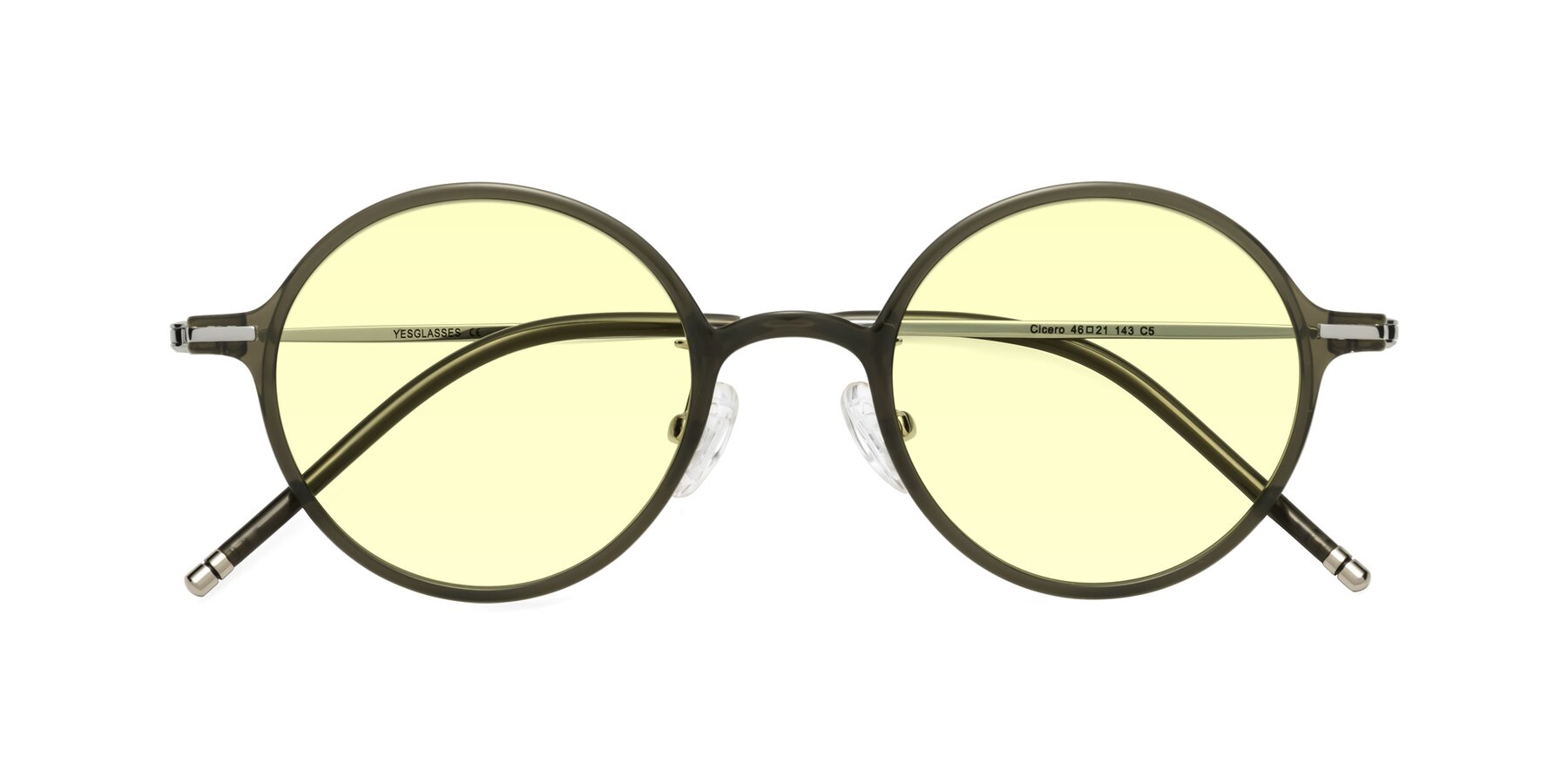 Folded Front of Cicero in Seaweed with Light Yellow Tinted Lenses