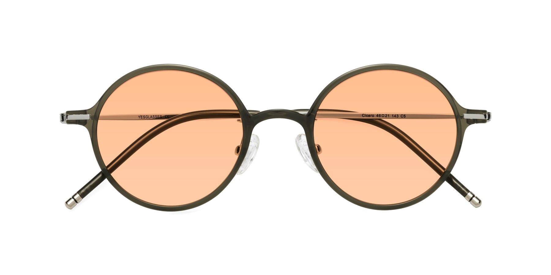 Folded Front of Cicero in Seaweed with Light Orange Tinted Lenses