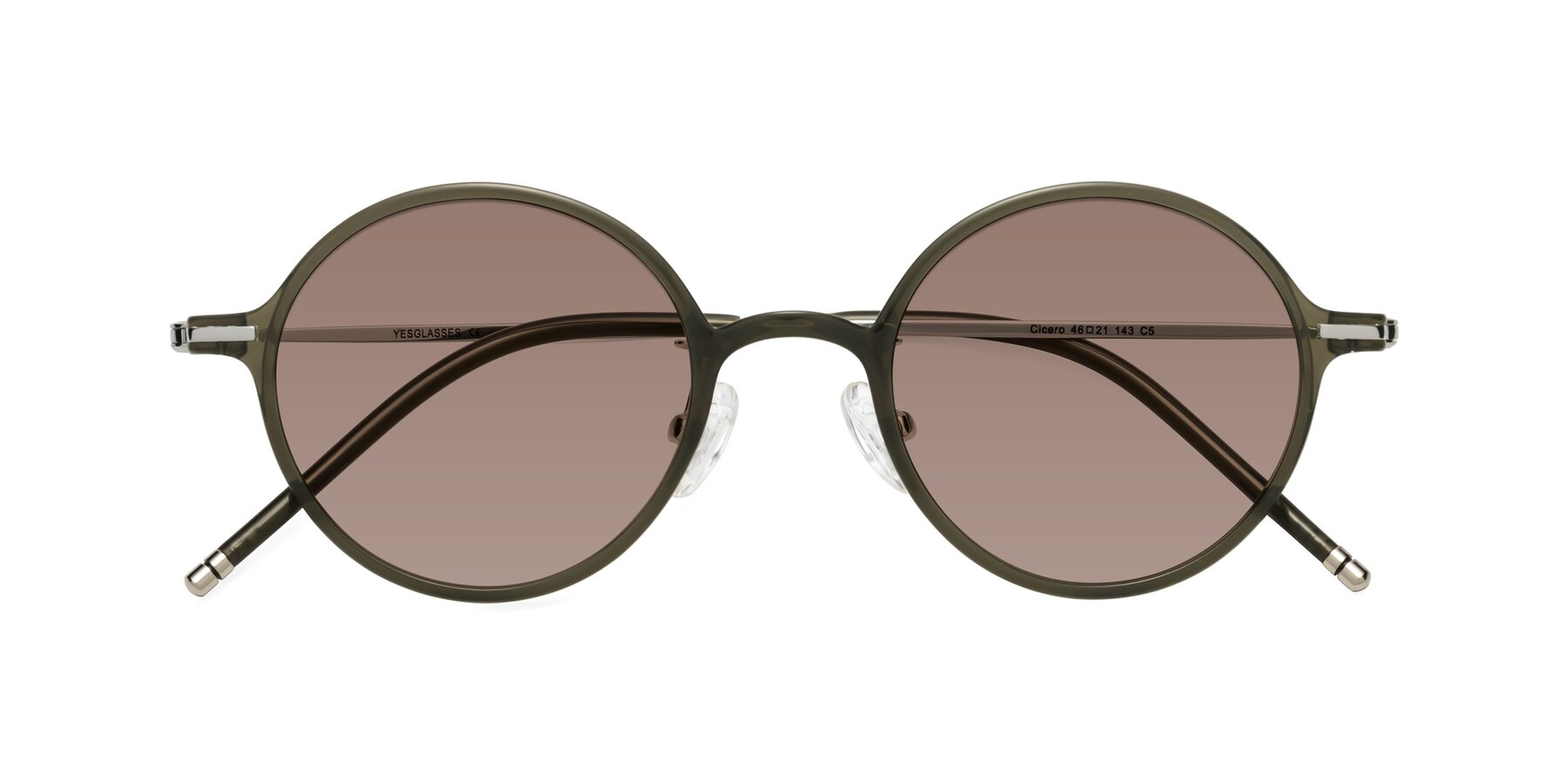 Folded Front of Cicero in Seaweed with Medium Brown Tinted Lenses