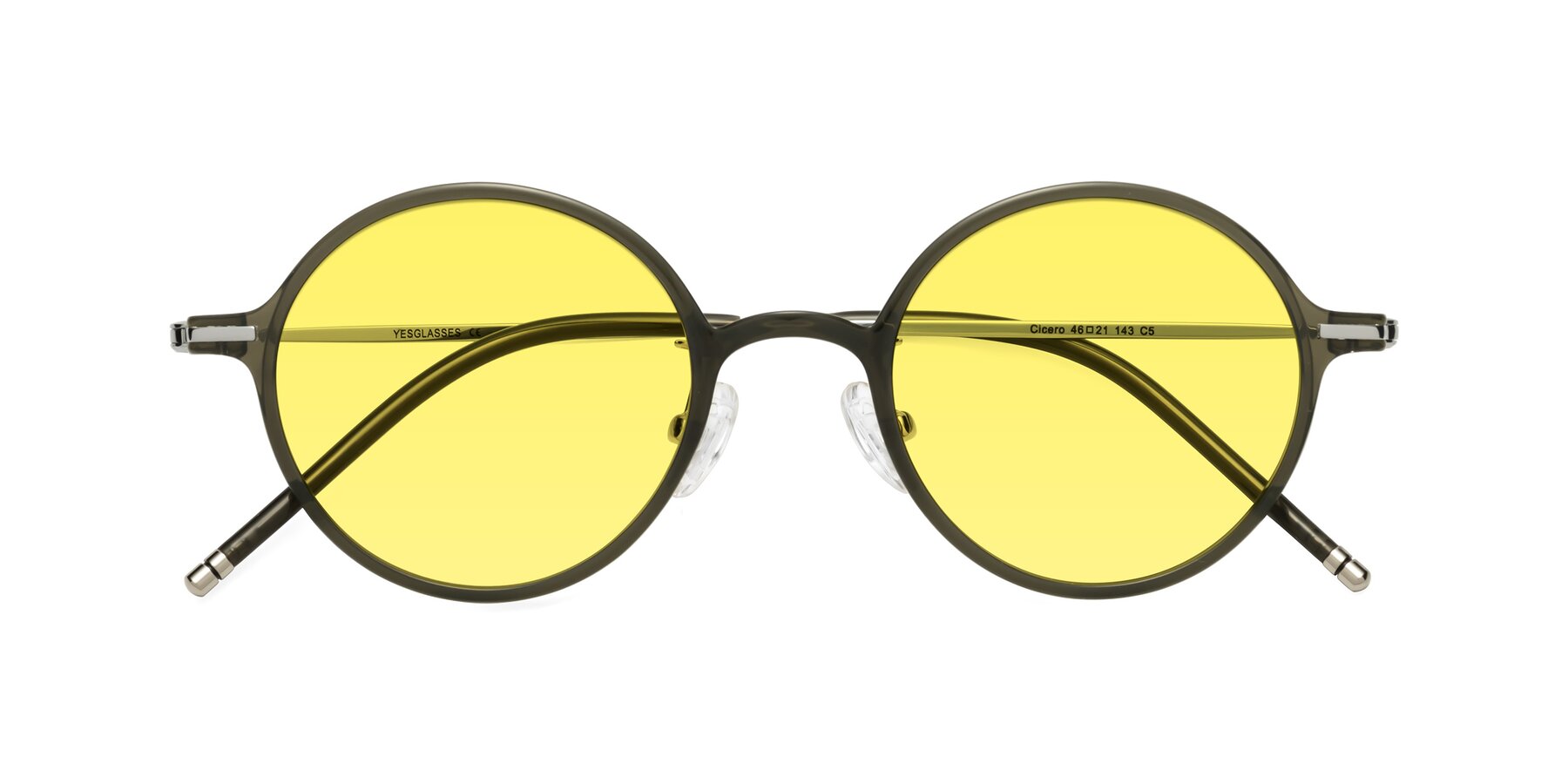 Folded Front of Cicero in Seaweed with Medium Yellow Tinted Lenses