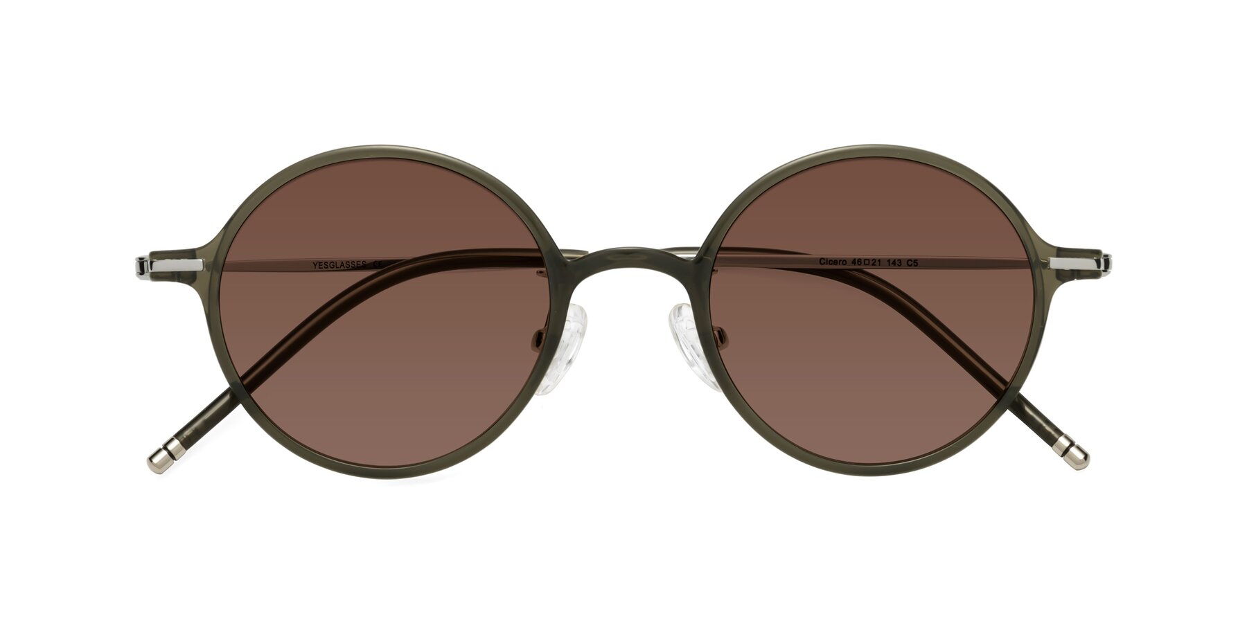 Folded Front of Cicero in Seaweed with Brown Tinted Lenses