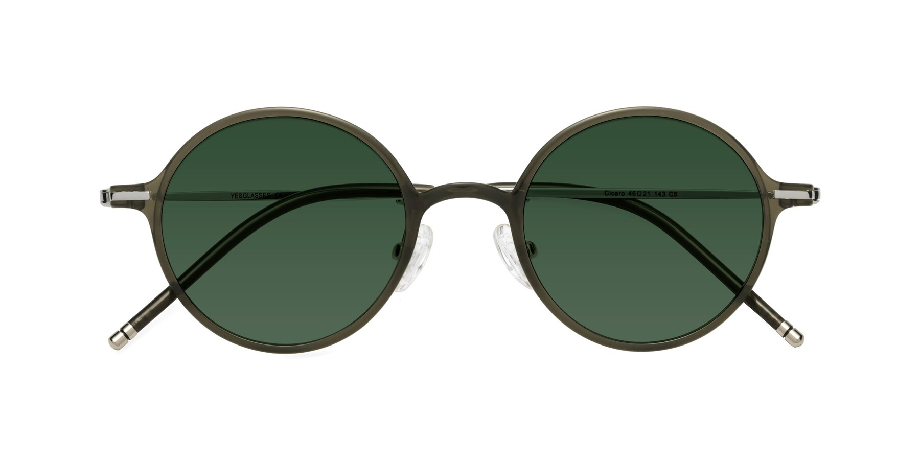 Folded Front of Cicero in Seaweed with Green Tinted Lenses