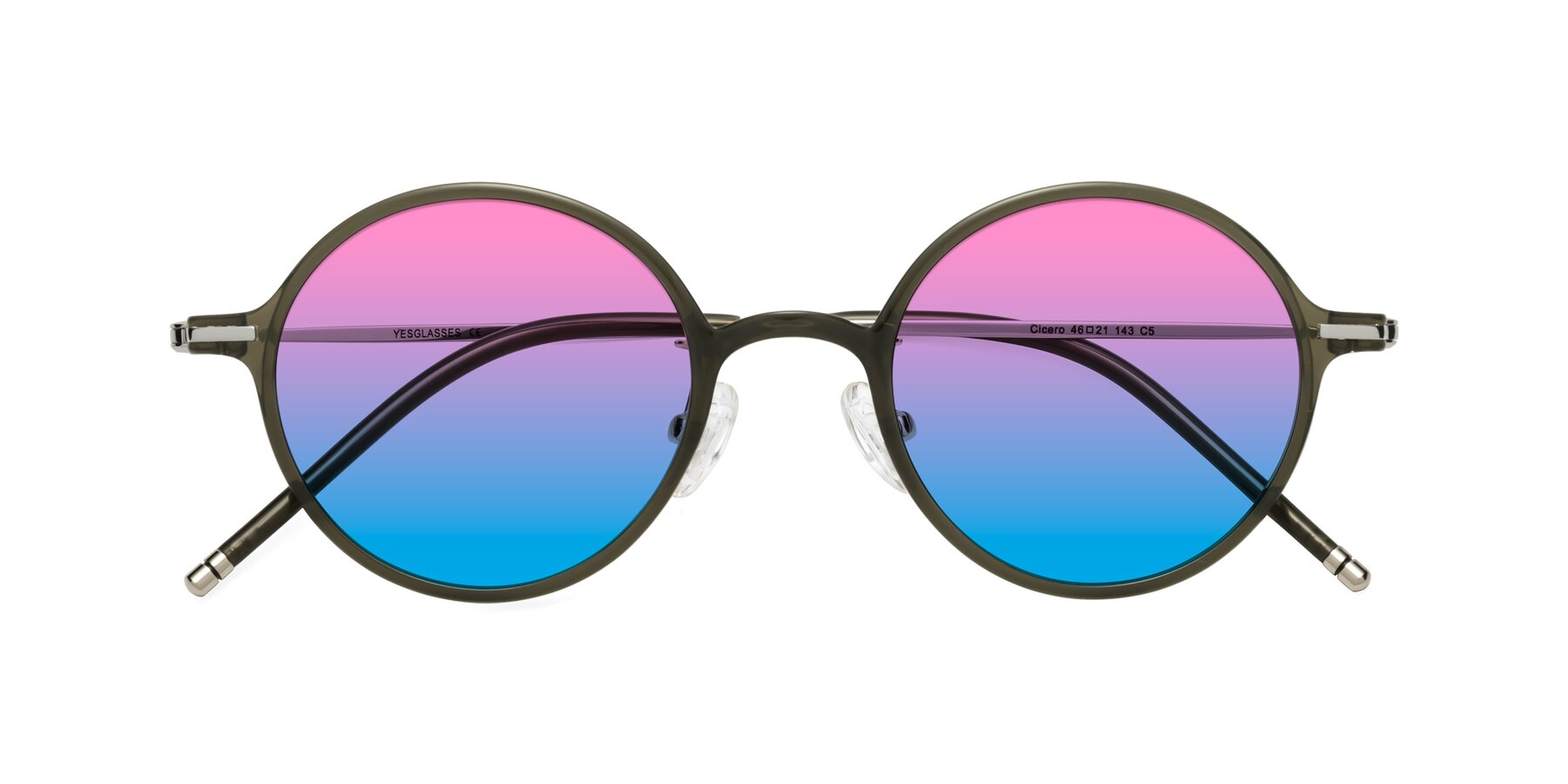 Folded Front of Cicero in Seaweed with Pink / Blue Gradient Lenses