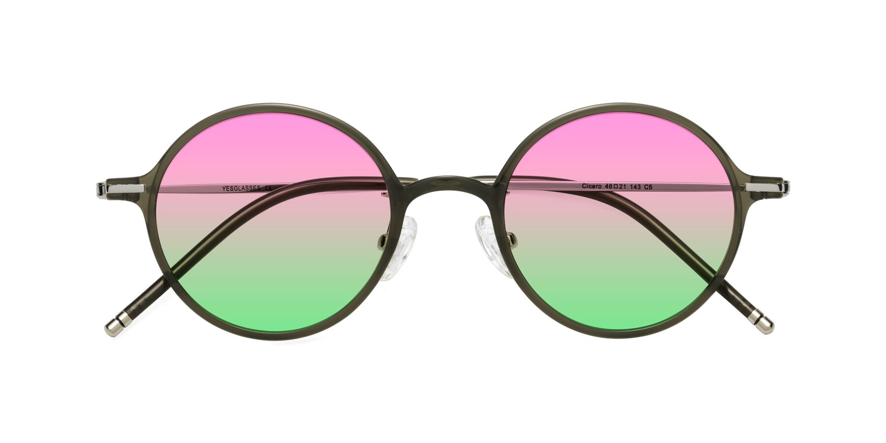 Folded Front of Cicero in Seaweed with Pink / Green Gradient Lenses