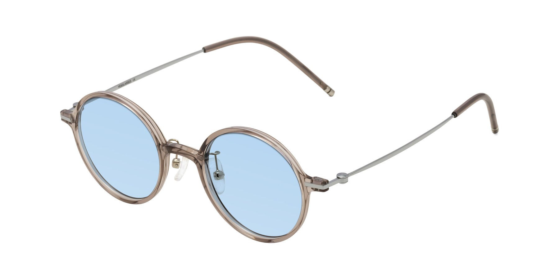 Angle of Cicero in Earl Gray with Light Blue Tinted Lenses