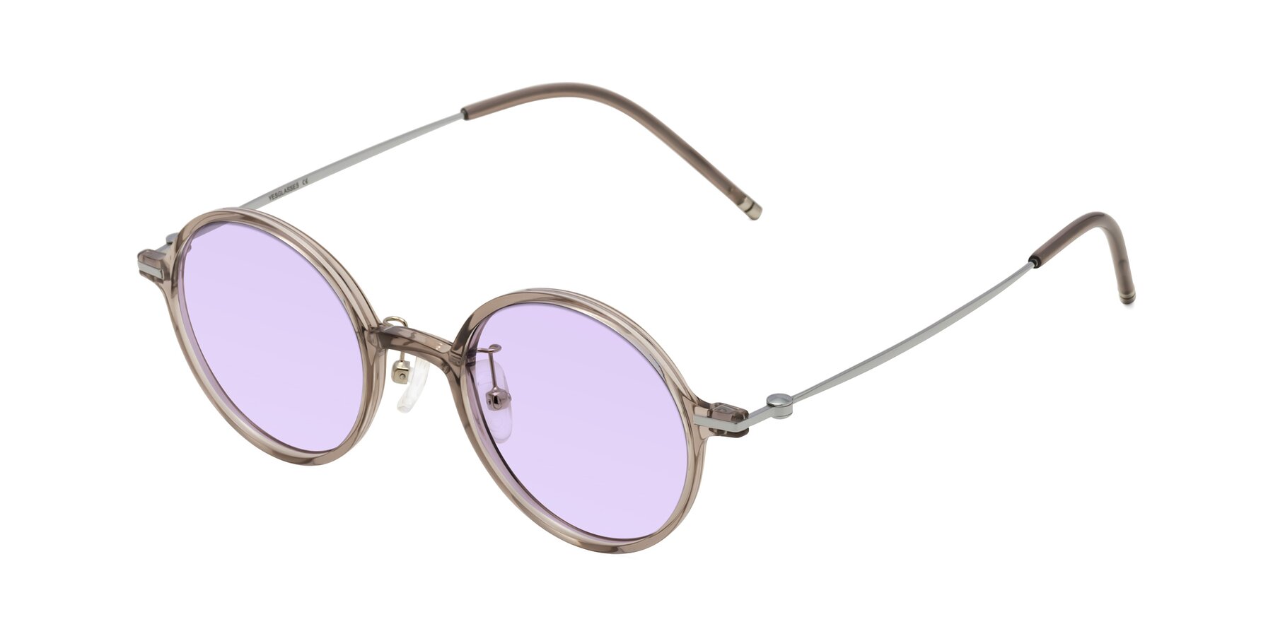 Angle of Cicero in Earl Gray with Light Purple Tinted Lenses