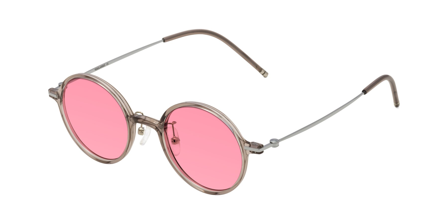 Angle of Cicero in Earl Gray with Pink Tinted Lenses