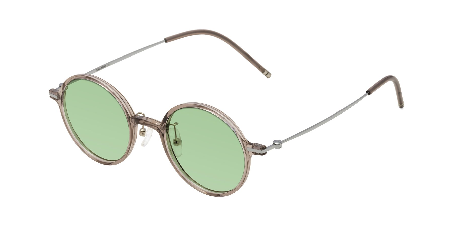 Angle of Cicero in Earl Gray with Medium Green Tinted Lenses