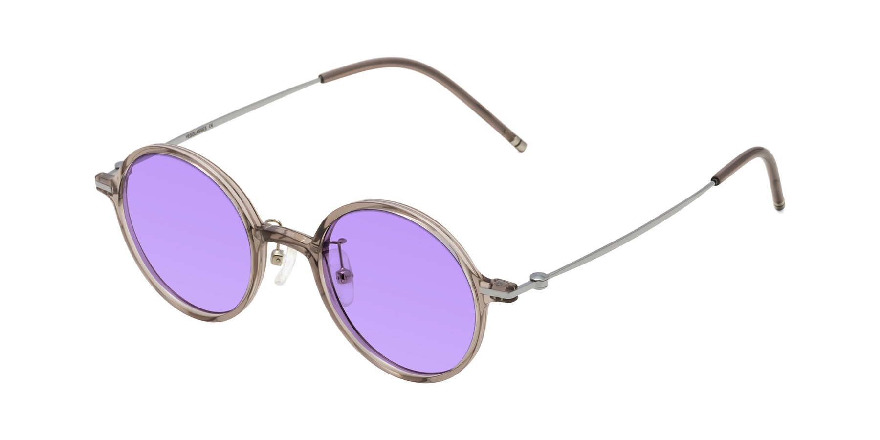 Angle of Cicero in Earl Gray with Medium Purple Tinted Lenses