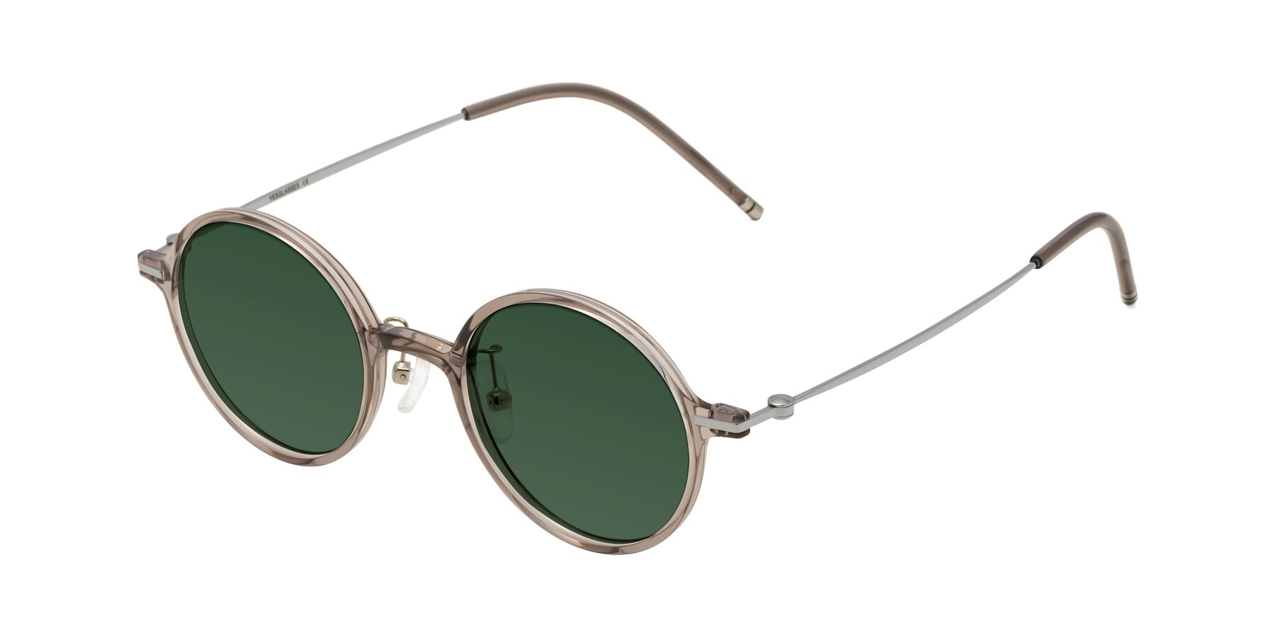 Angle of Cicero in Earl Gray with Green Tinted Lenses